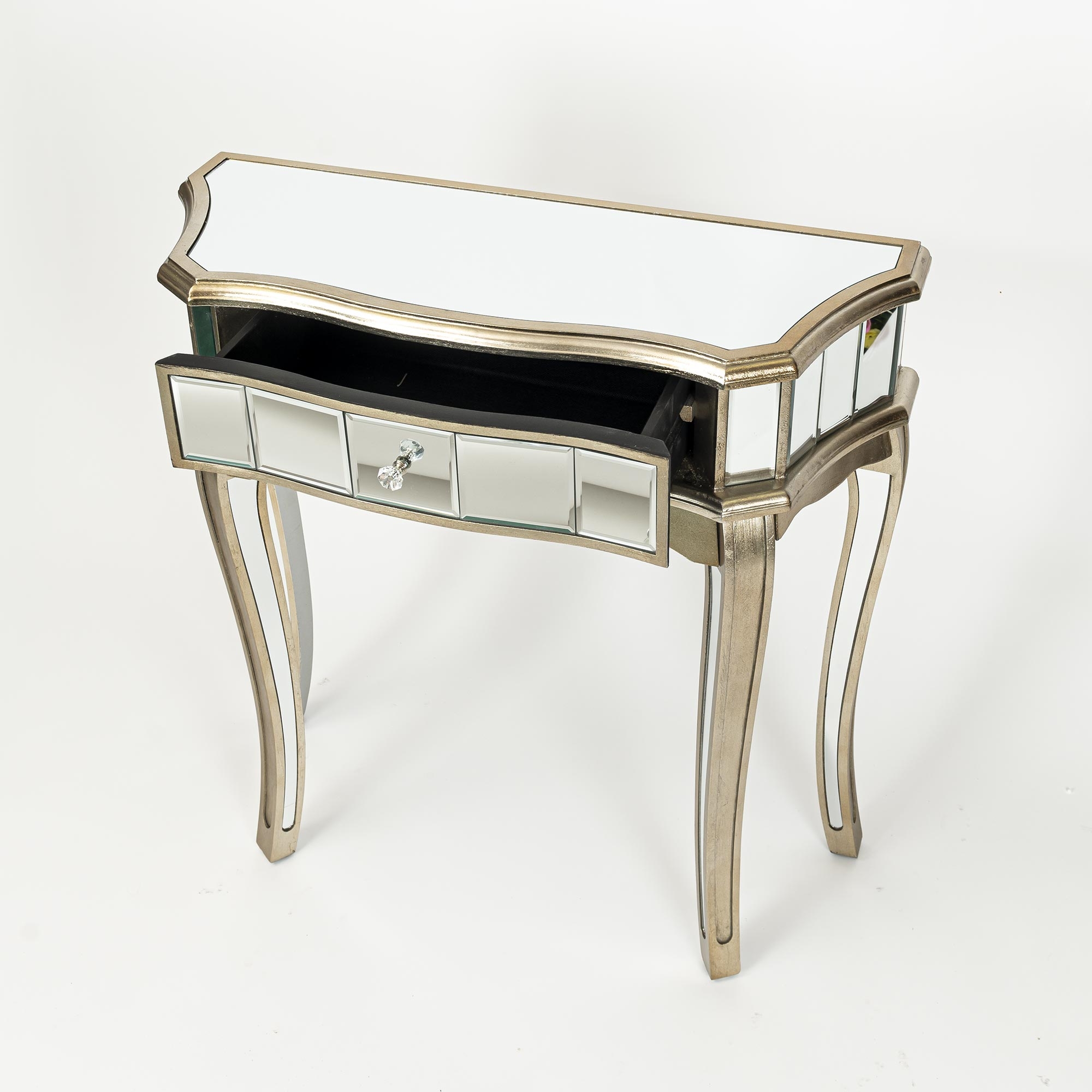 Annabelle Mirrored Dressing Table - Champagne Silver Gilt Leaf