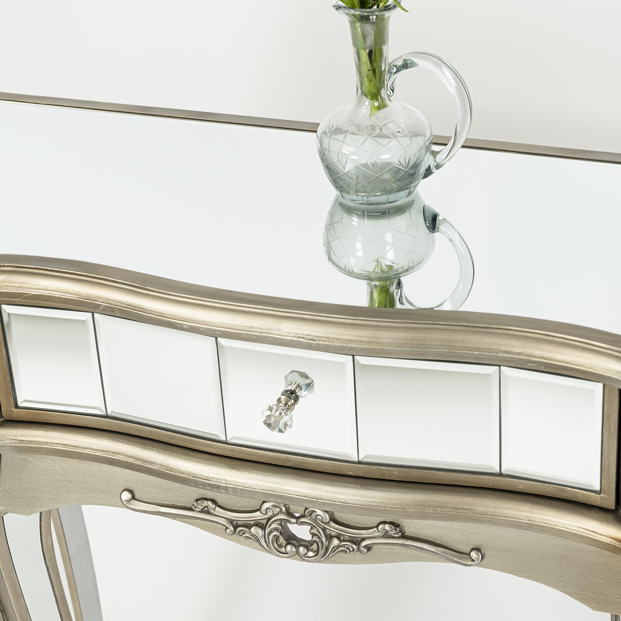 Annabelle Mirrored Dressing Table - Antique Silver