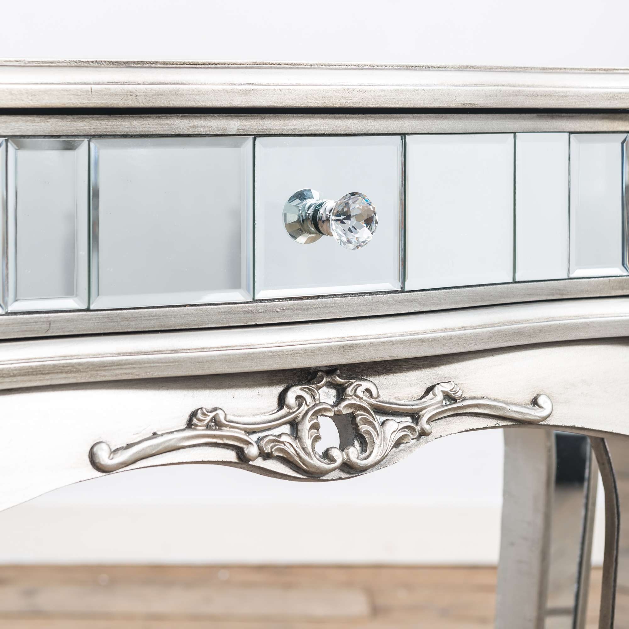 Annabelle Mirrored Dressing Table - Antique Silver