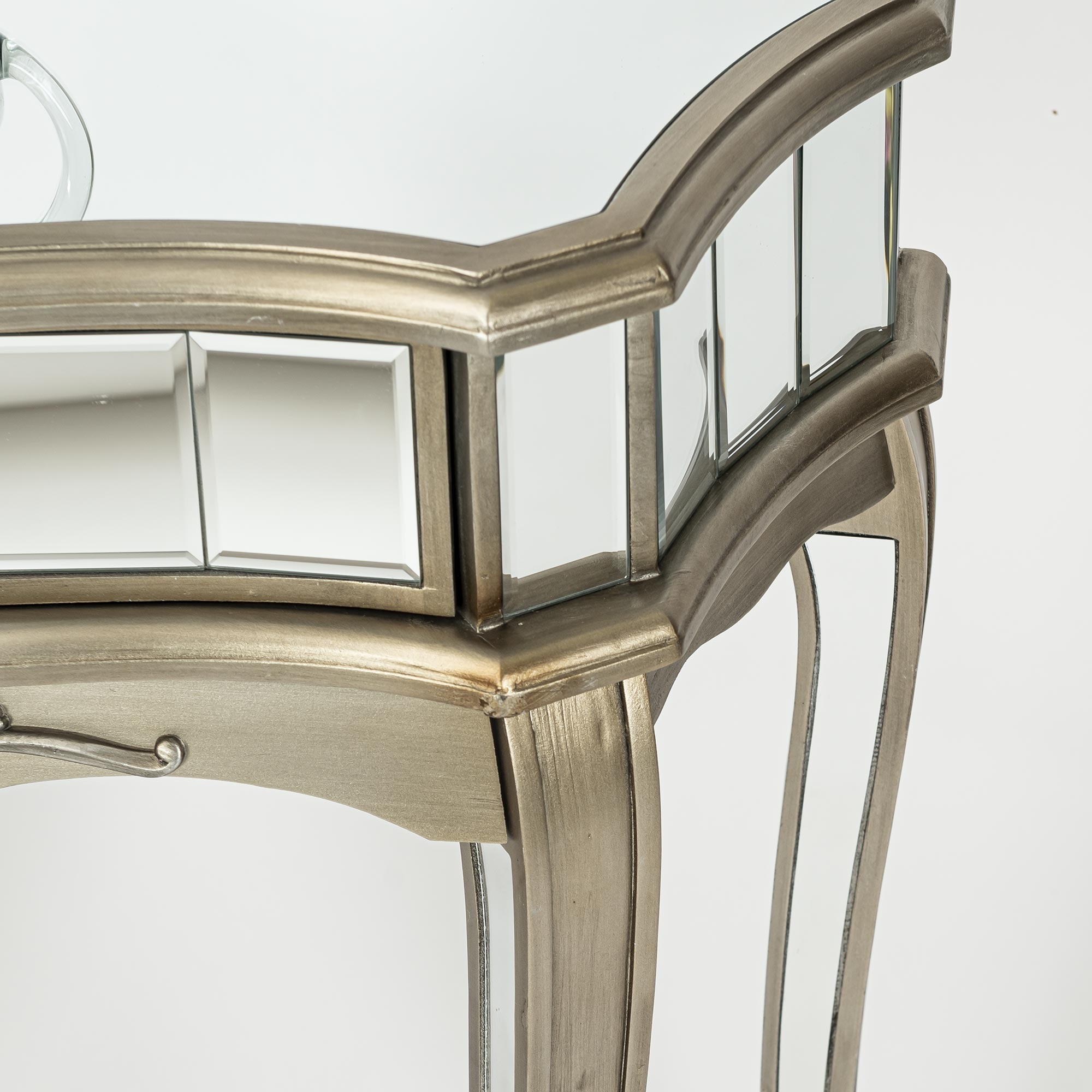 Annabelle Mirrored Dressing Table - Antique Silver