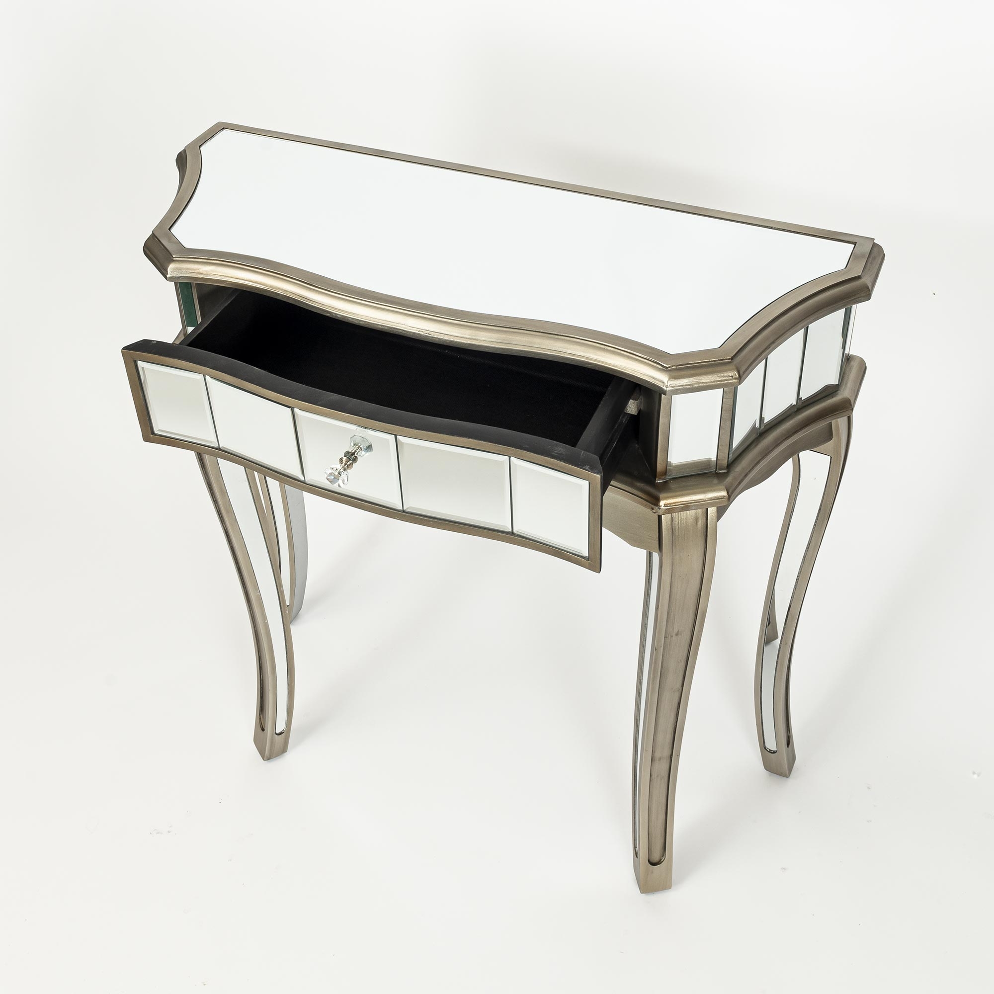 Annabelle Mirrored Dressing Table - Antique Silver