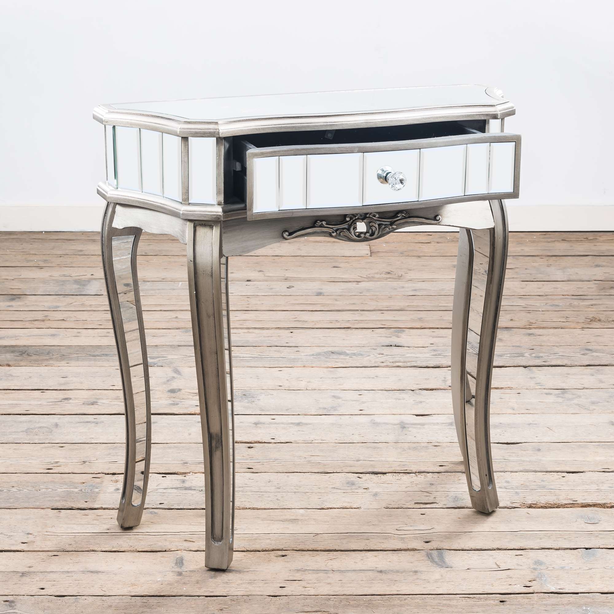 Annabelle Mirrored Dressing Table - Antique Silver