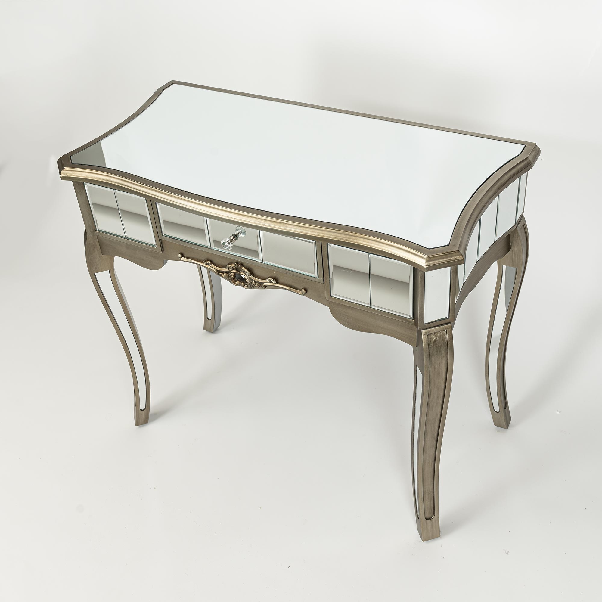 Annabelle Mirrored Console Dressing Table - Antique Silver