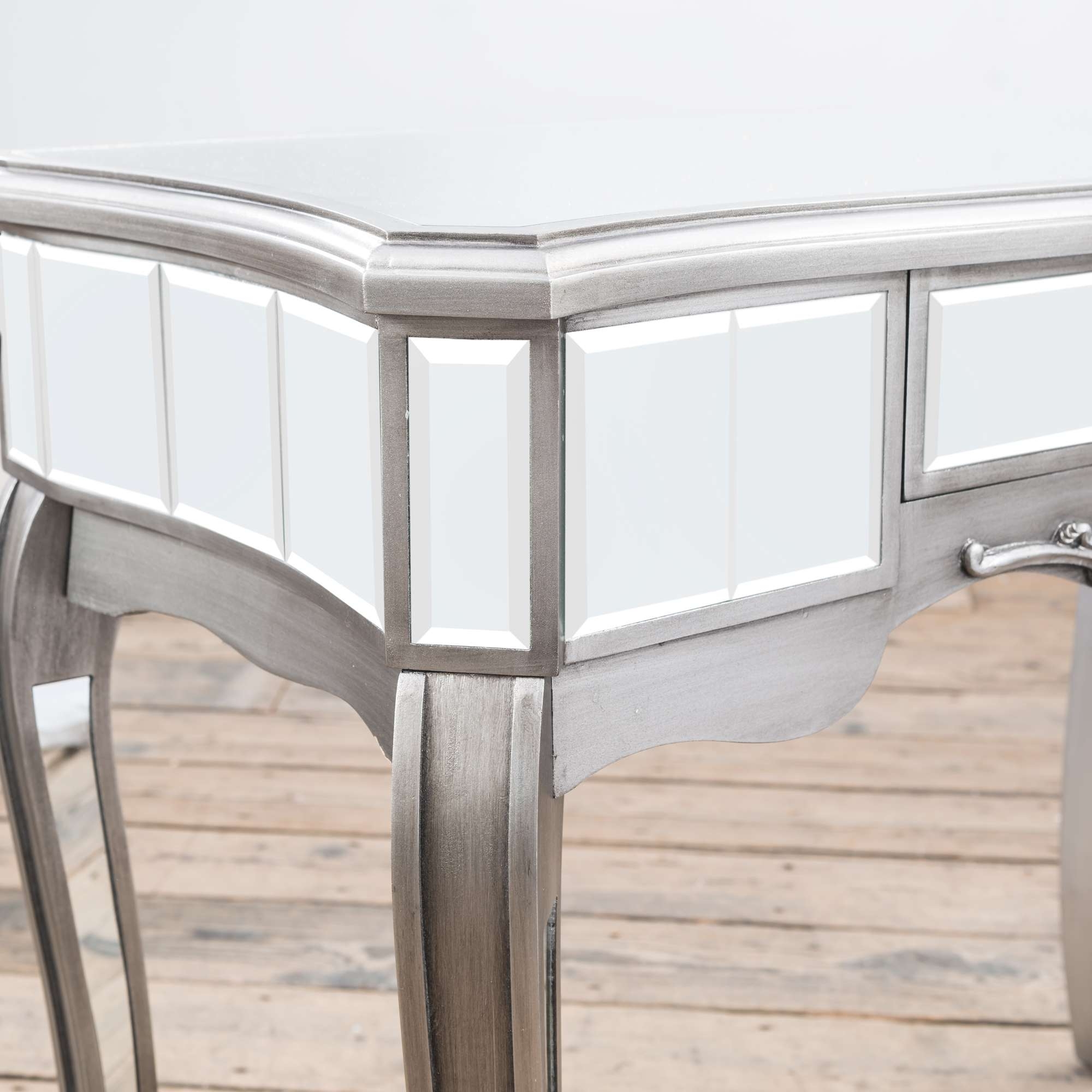 Annabelle Mirrored Console Dressing Table - Antique Silver