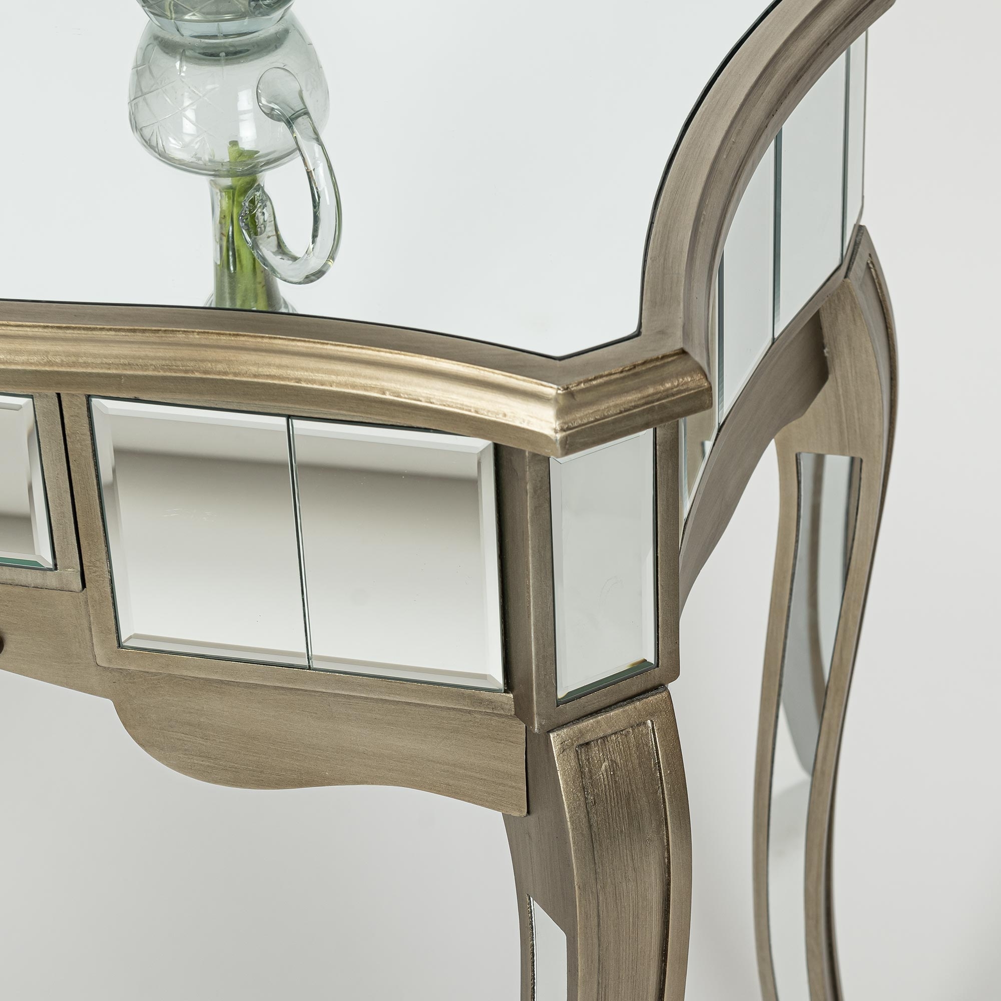 Annabelle Mirrored Console Dressing Table - Antique Silver