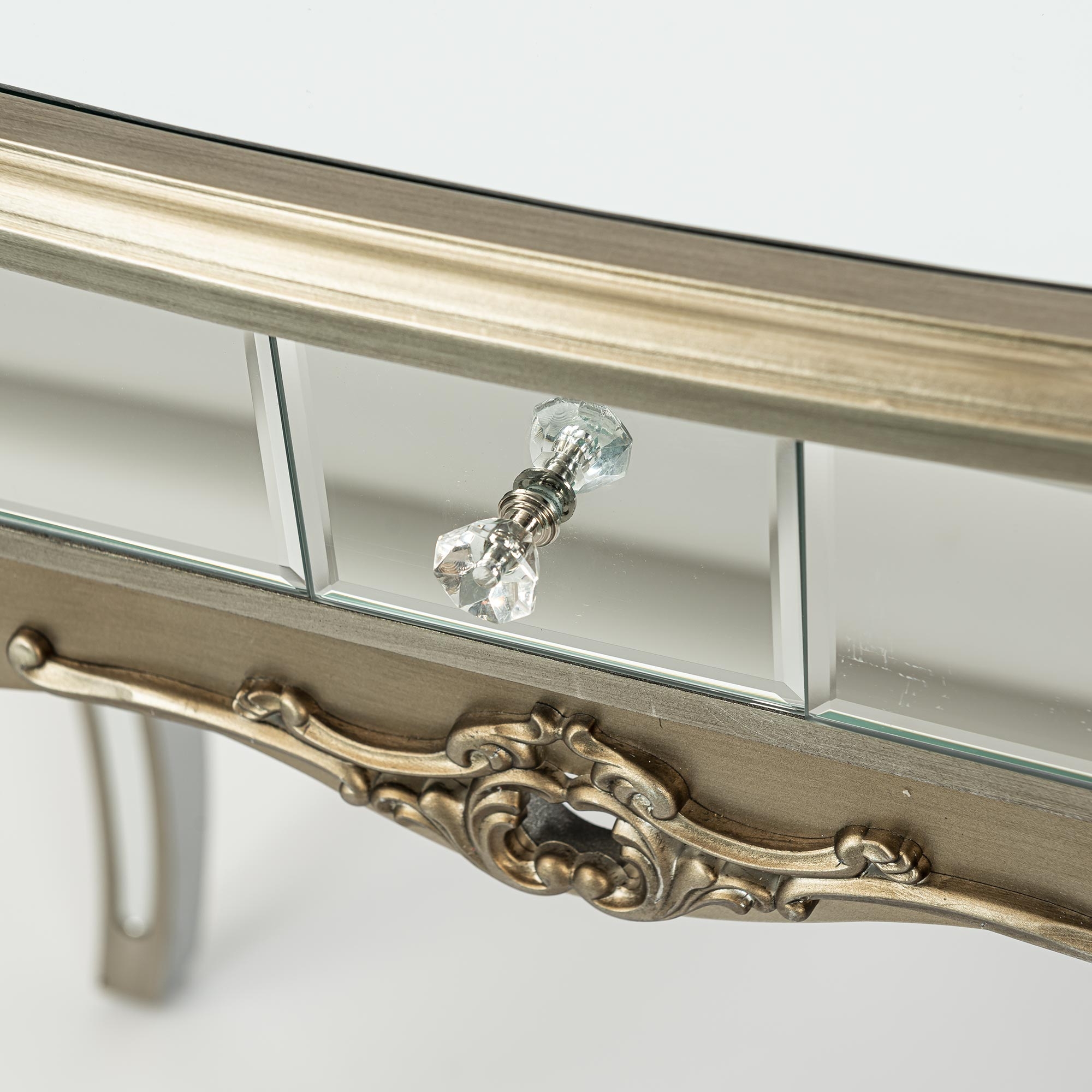 Annabelle Mirrored Console Dressing Table - Antique Silver