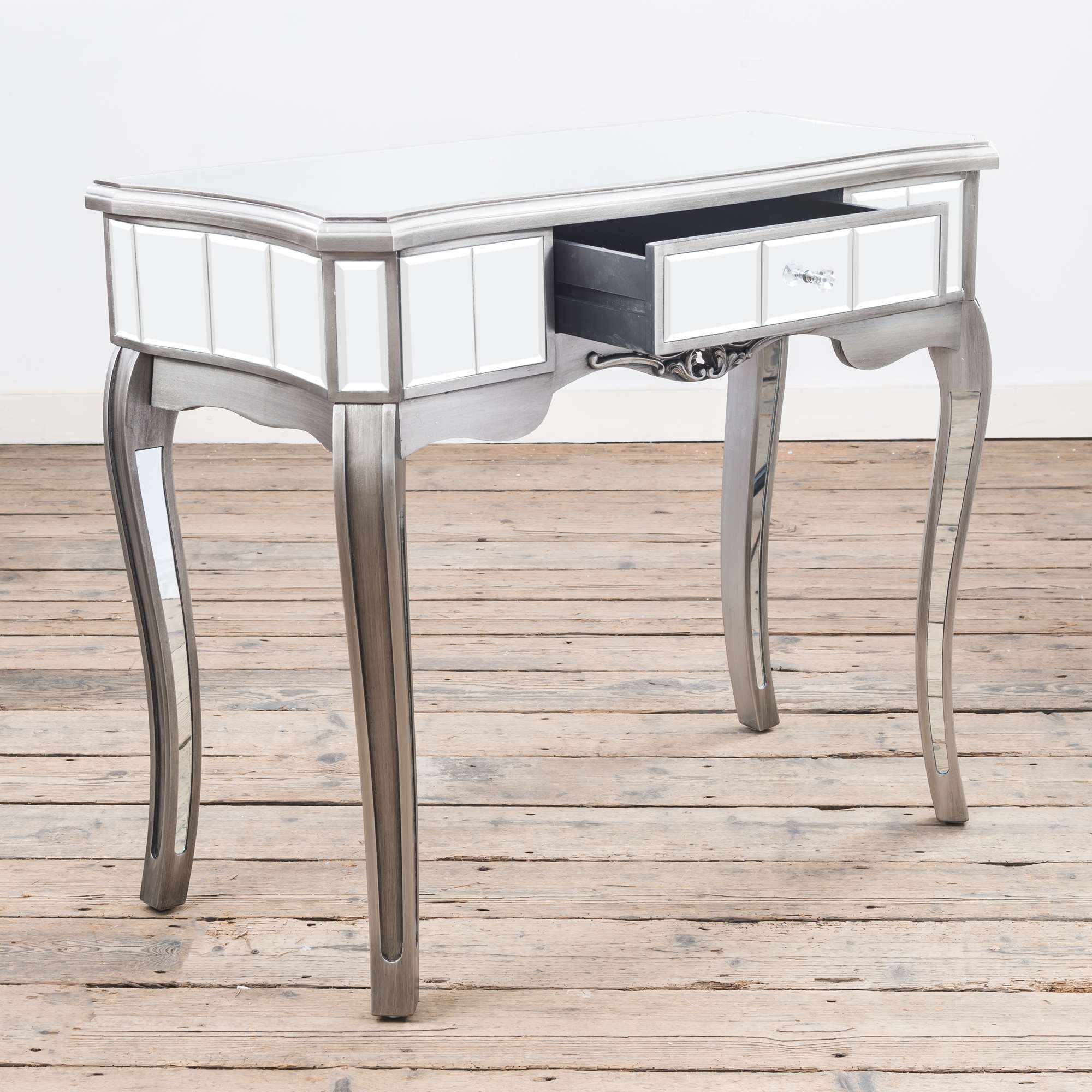 Annabelle Mirrored Console Dressing Table - Antique Silver