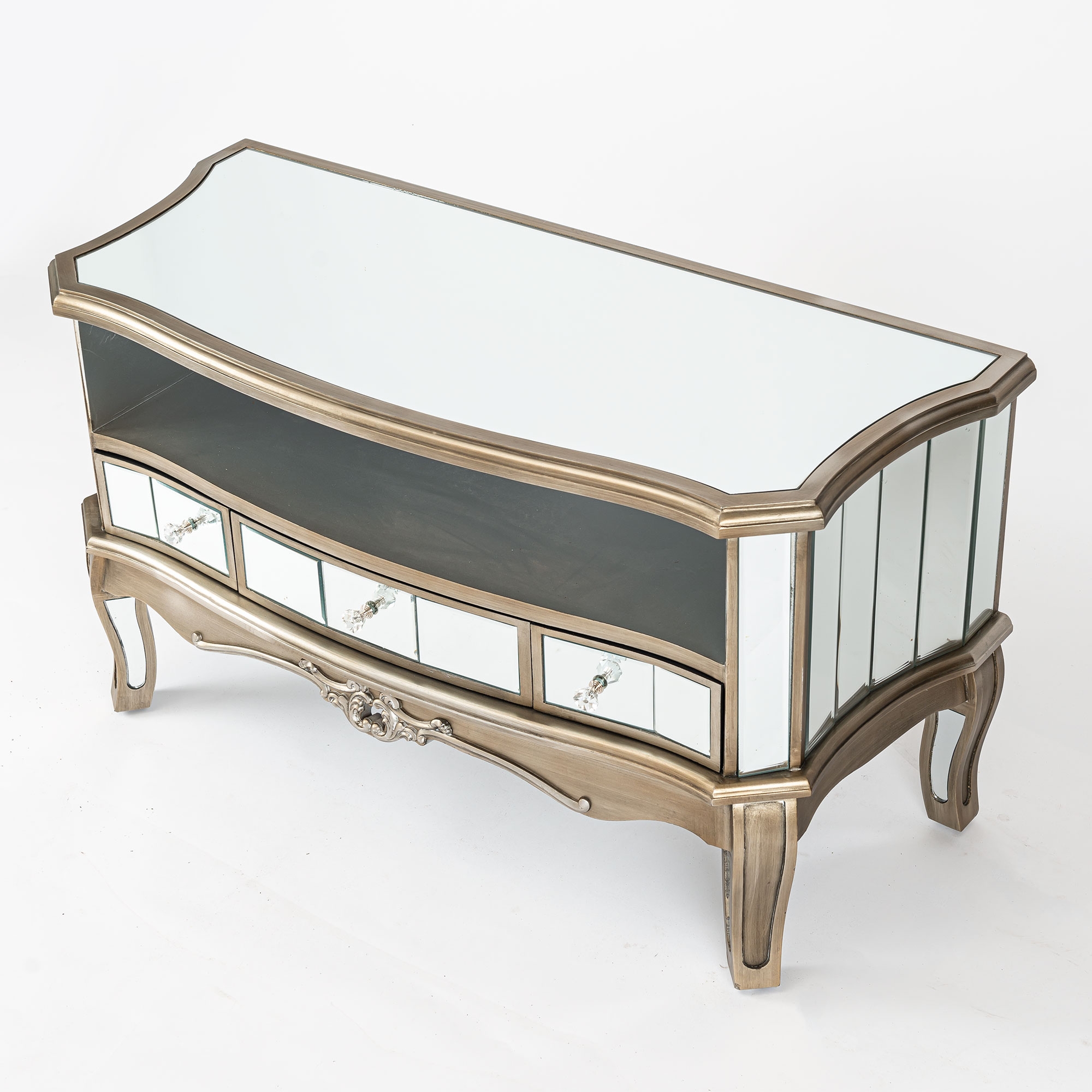 Annabelle Mirrored TV Media Unit - Antique Silver