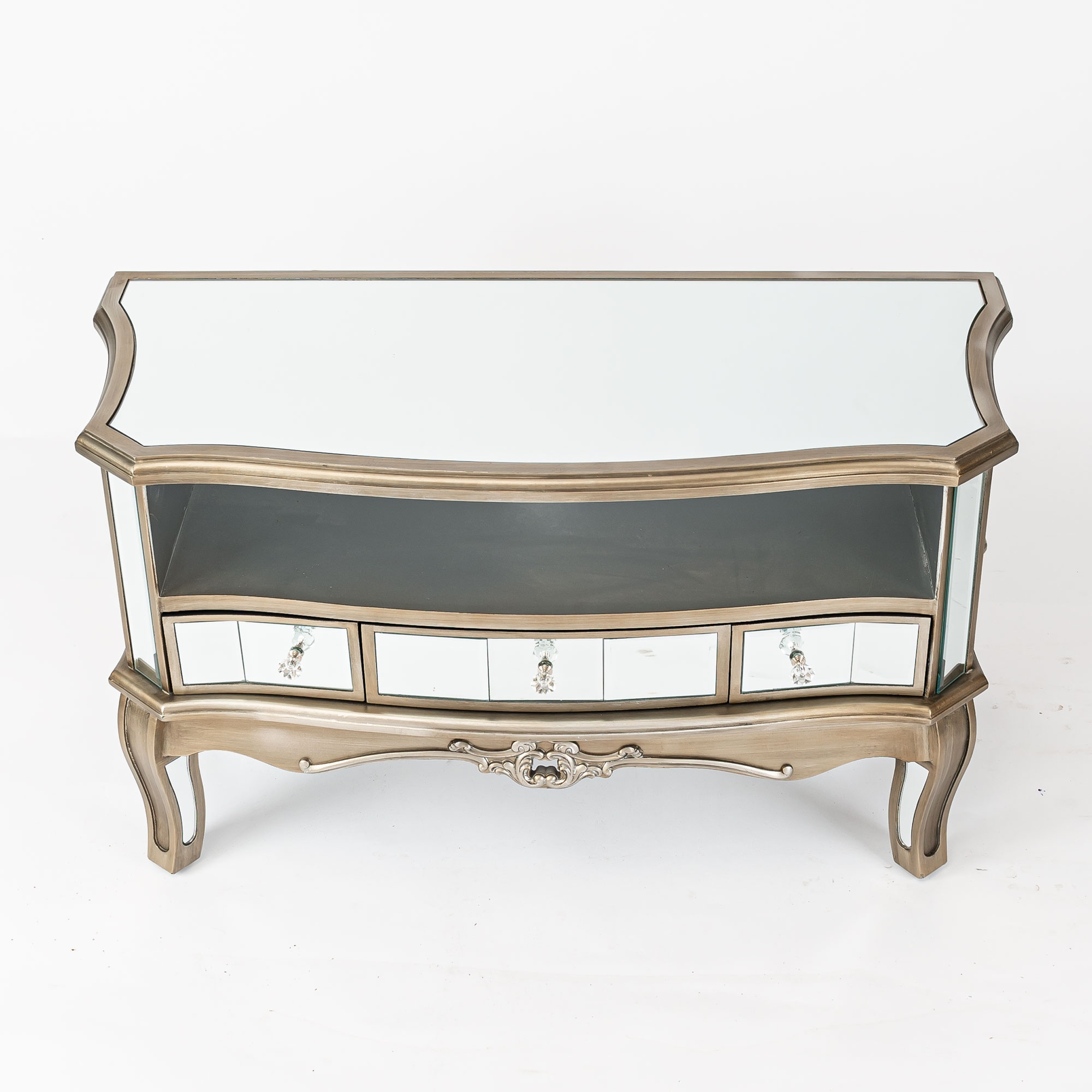 Annabelle Mirrored TV Media Unit - Antique Silver