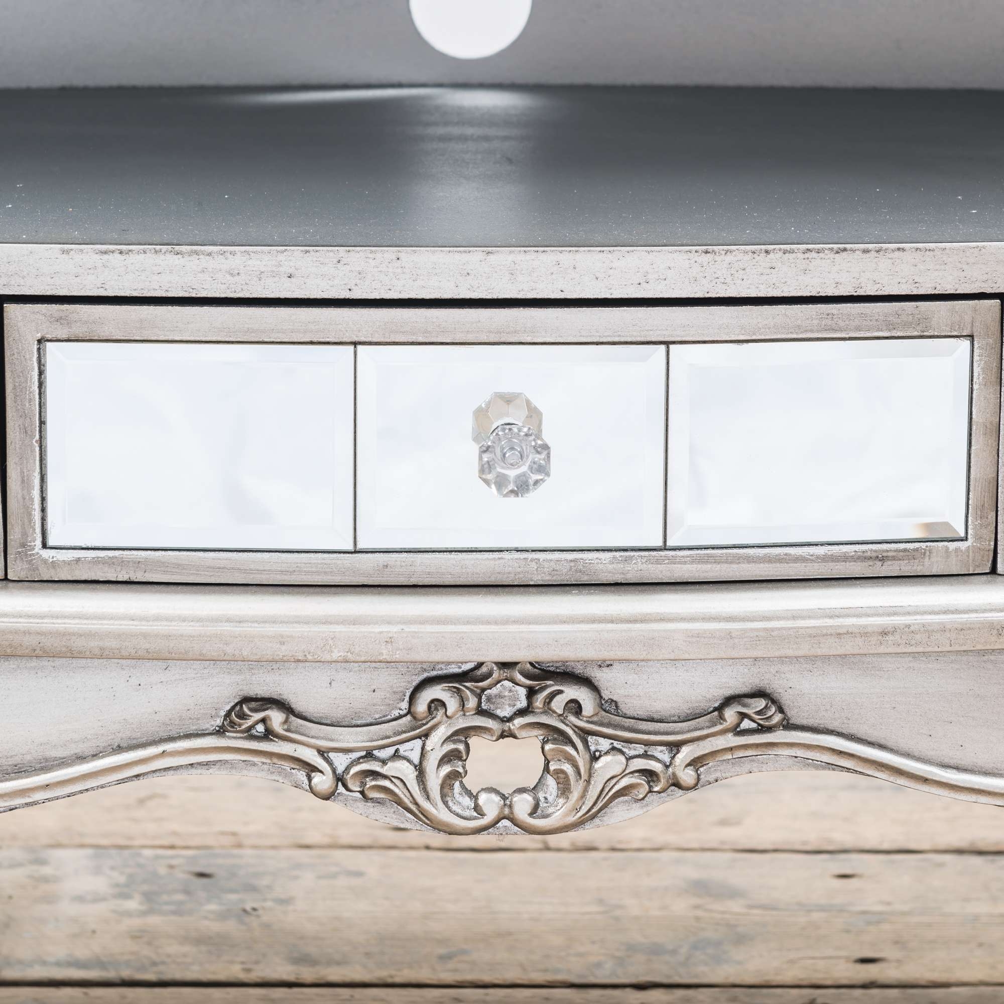 Annabelle Mirrored TV Media Unit - Antique Silver