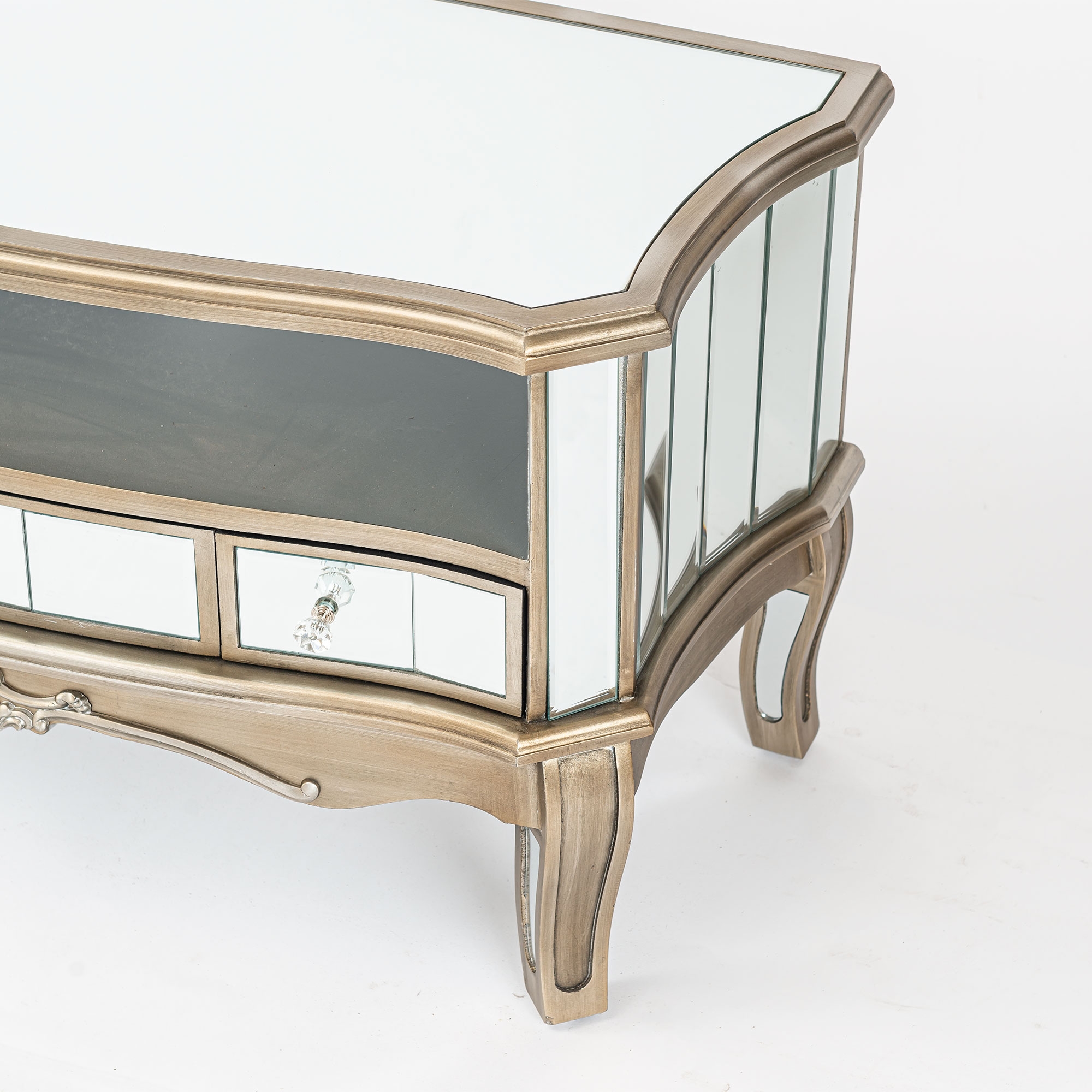 Annabelle Mirrored TV Media Unit - Antique Silver