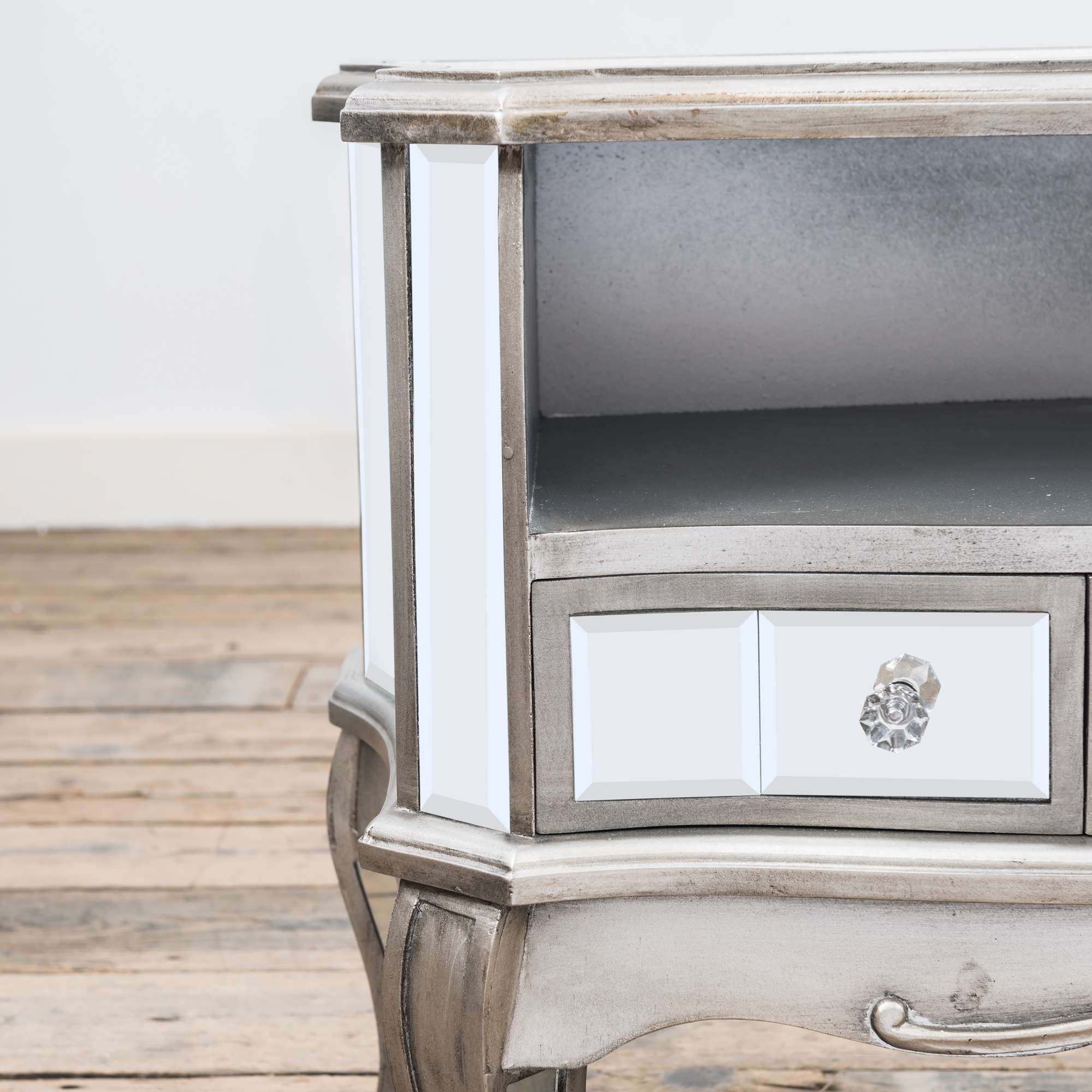 Annabelle Mirrored TV Media Unit - Antique Silver