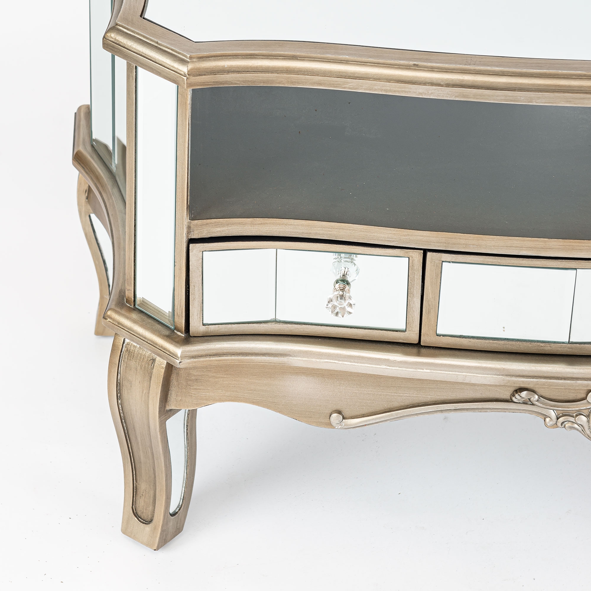 Annabelle Mirrored TV Media Unit - Antique Silver