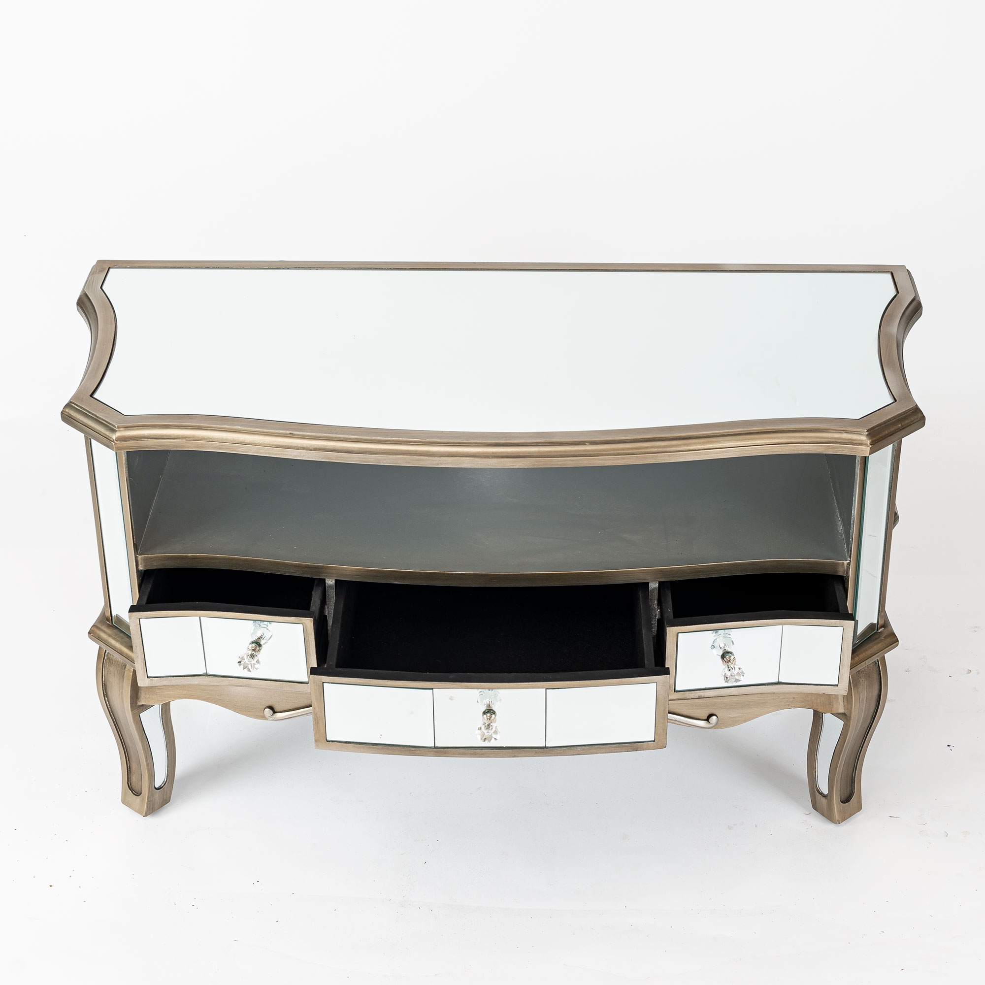Annabelle Mirrored TV Media Unit - Antique Silver