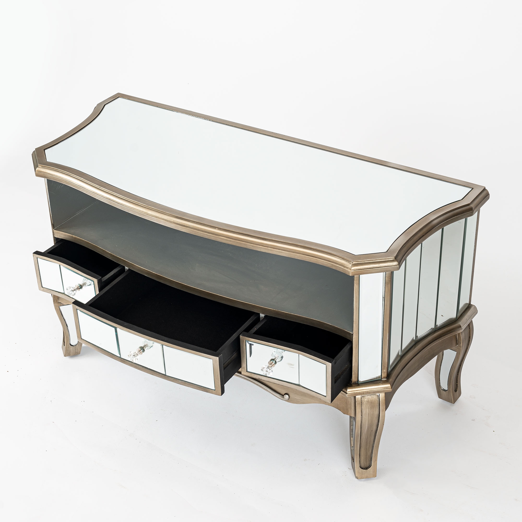 Annabelle Mirrored TV Media Unit - Antique Silver
