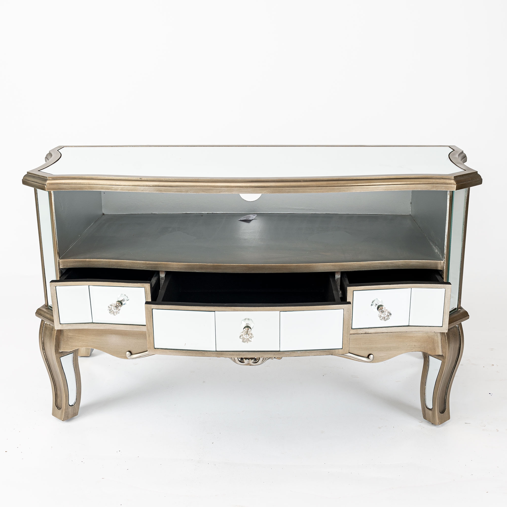 Annabelle Mirrored TV Media Unit - Antique Silver