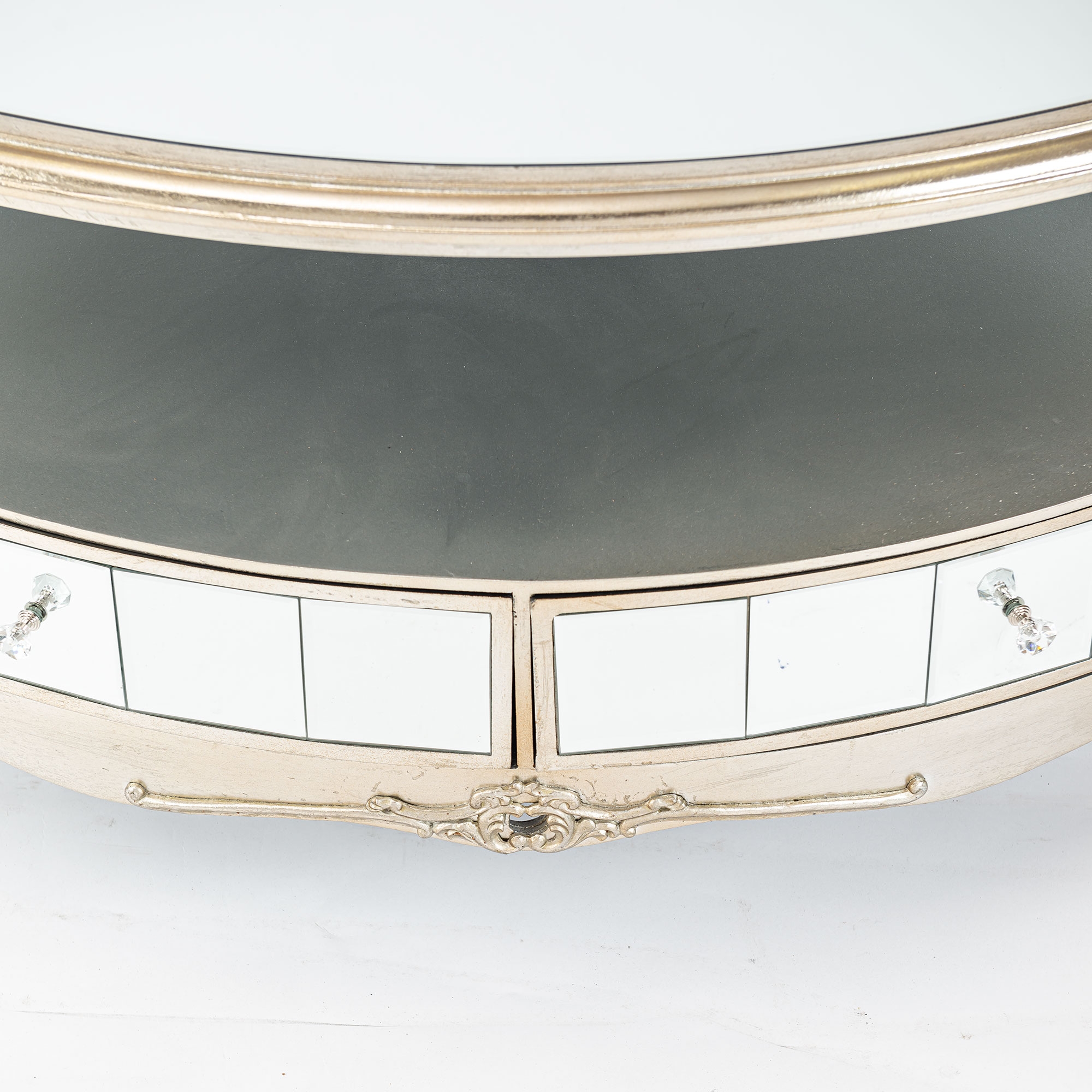 Annabelle Mirrored Corner TV Media Unit - Champagne Silver Gilt Leaf