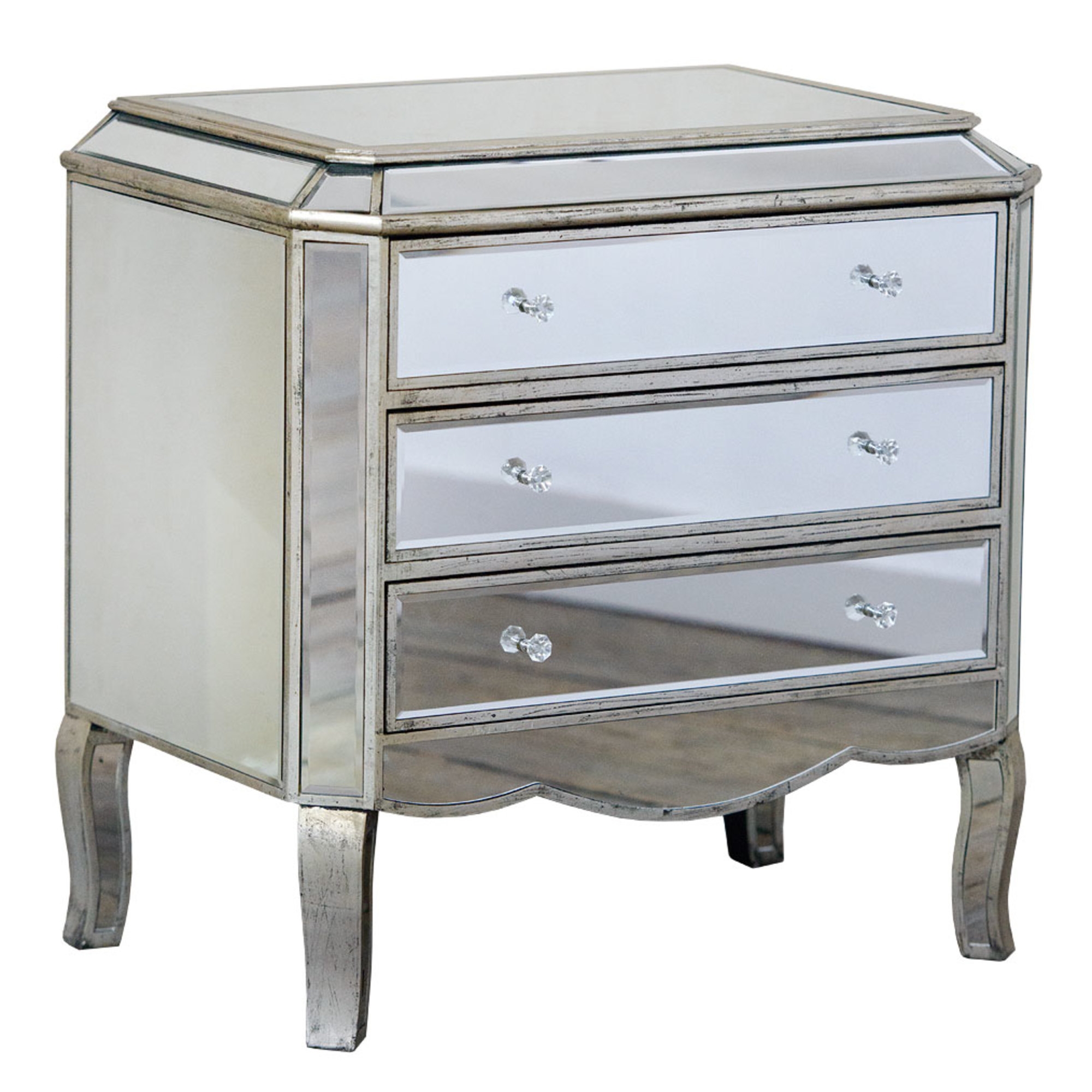 Vintage Venezia Mirrored Chest of Drawers - Antique Silver