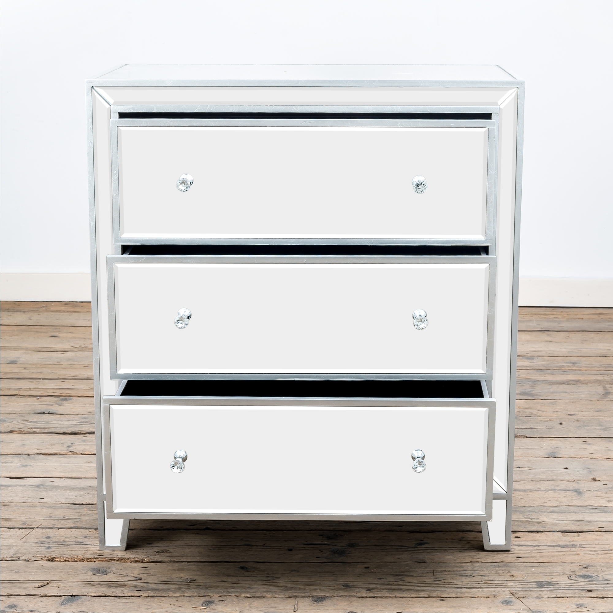 Argenti Mirrored Chest of Drawers - Silver Leaf