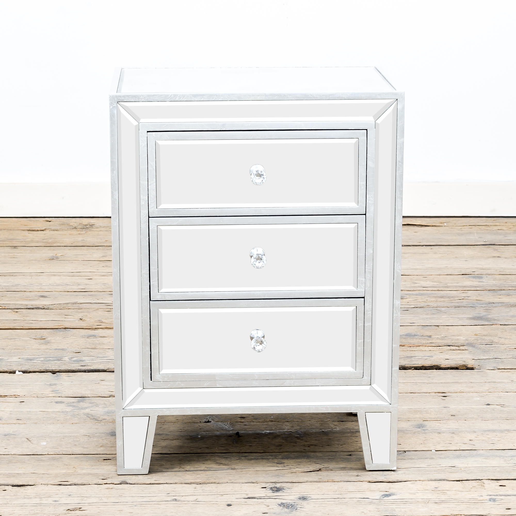 Argenti Mirrored Bedside Table - Silver Leaf