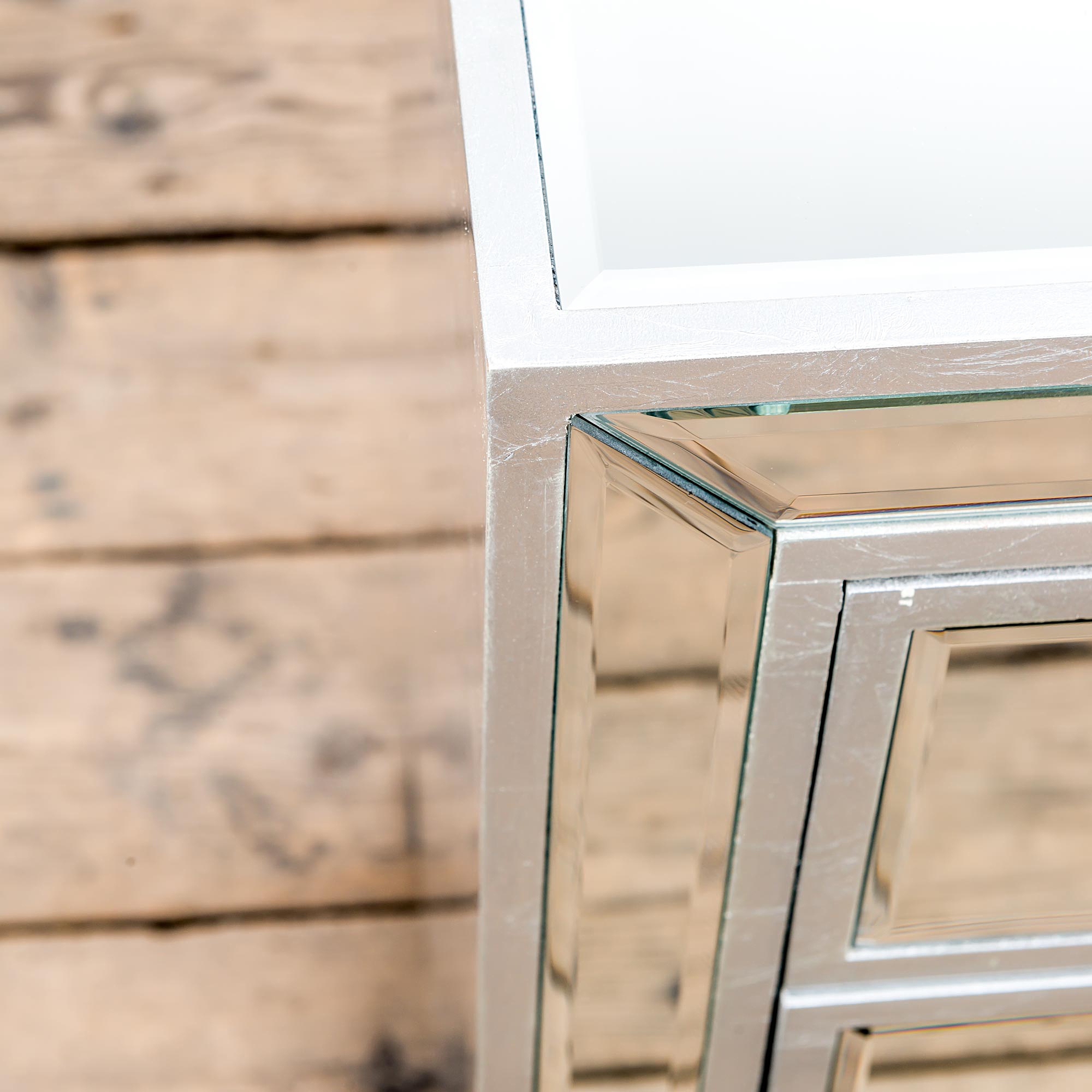 Argenti Mirrored Bedside Table - Silver Leaf