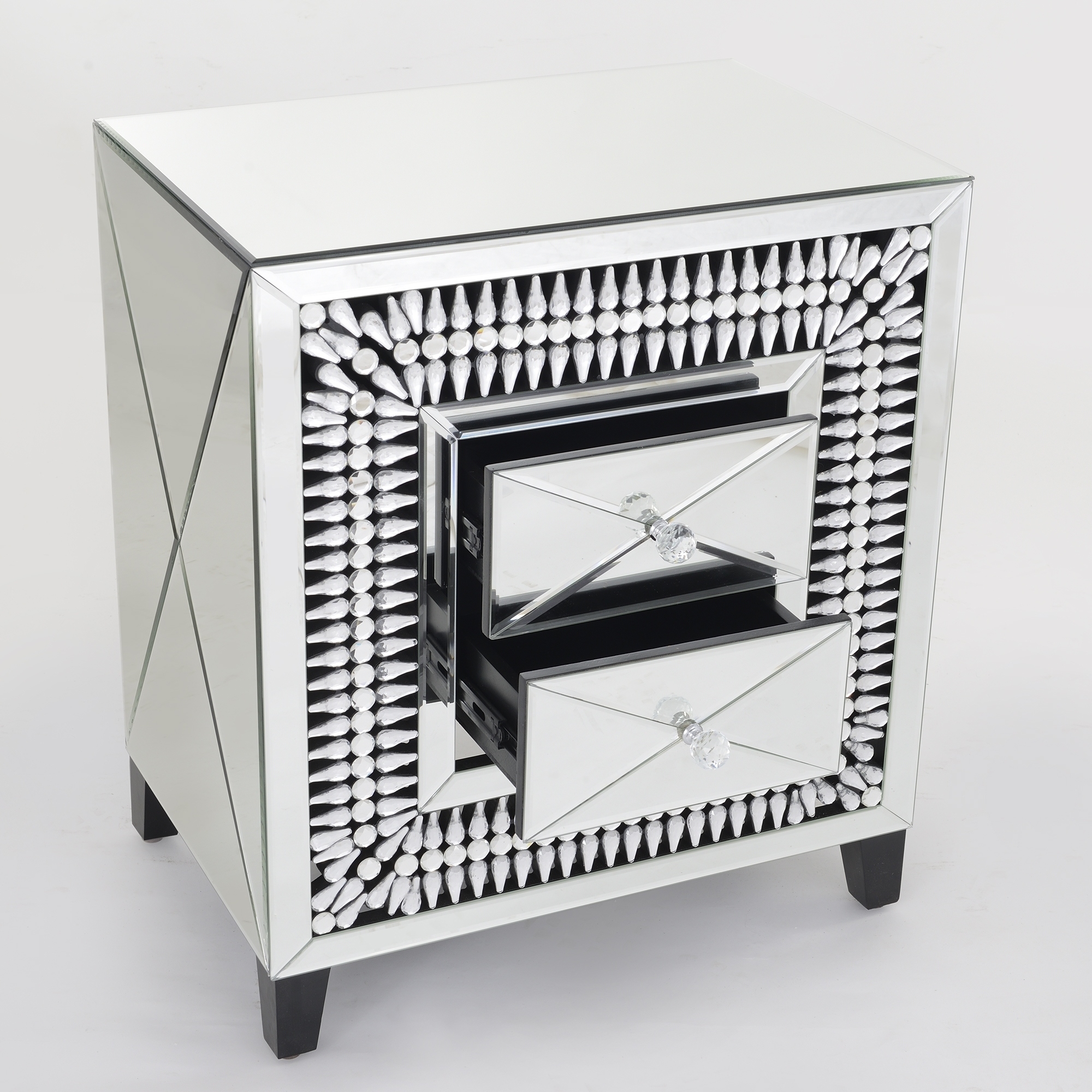 Apollo Crystal Mirrored Bedside Table