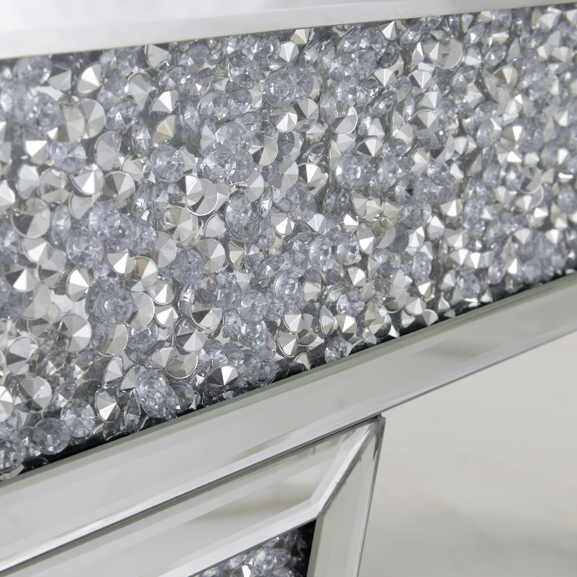 Crushed Diamond Crystal Console Dressing Table - Mirrored