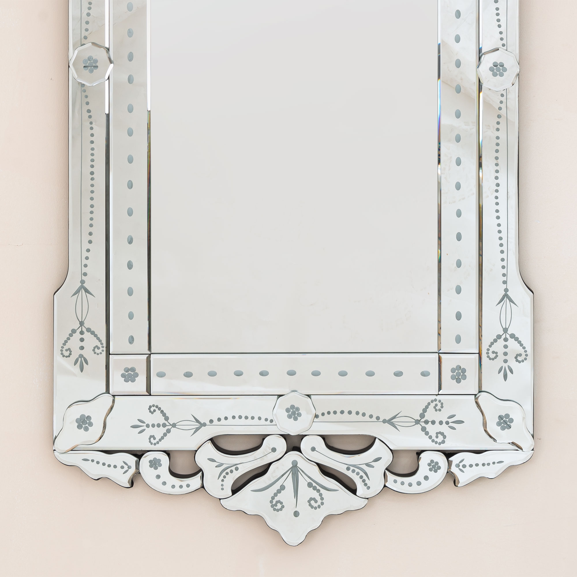 Large Venetian Mirror with Pattern Top