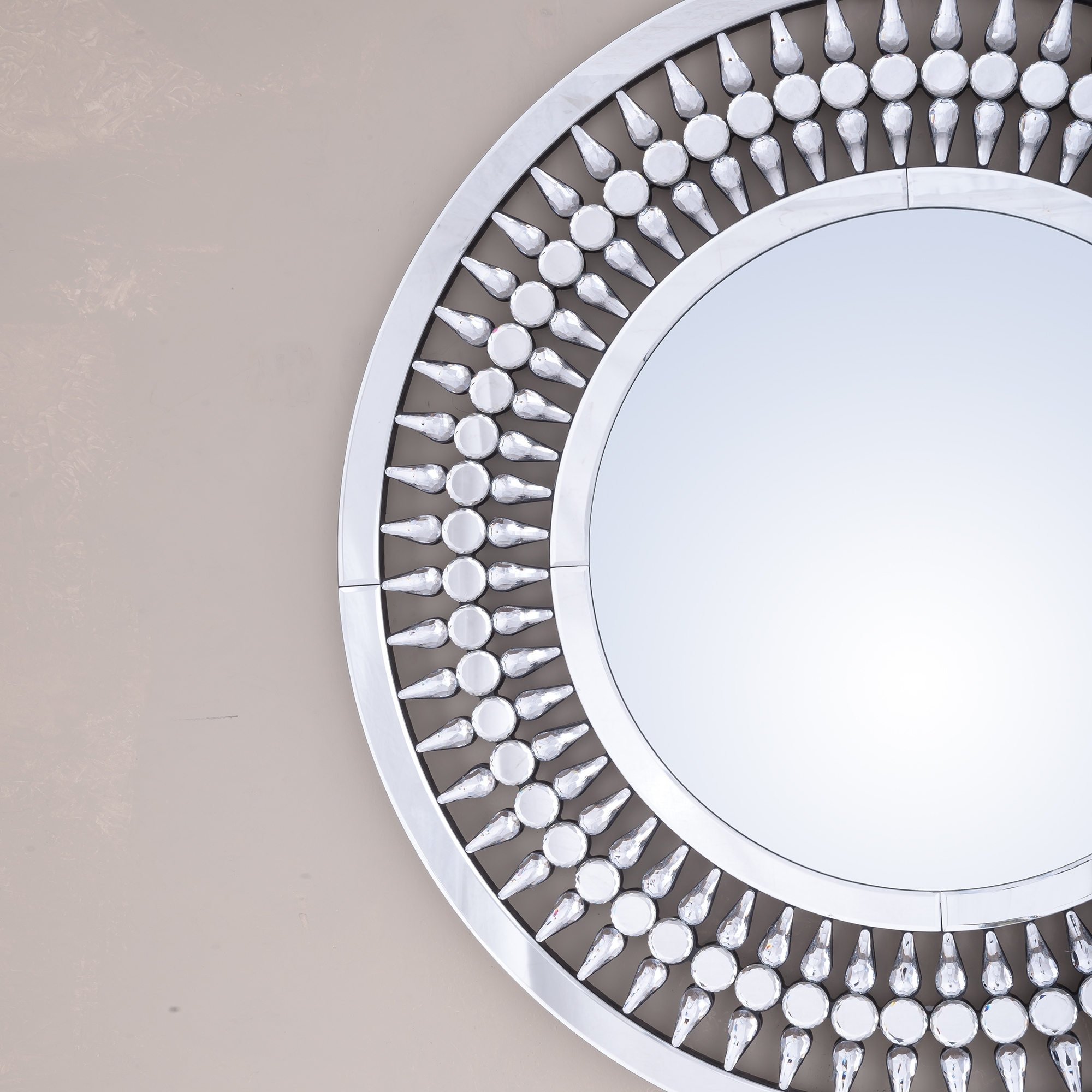 Apollo Crystal Venetian Contemporary Round Mirror