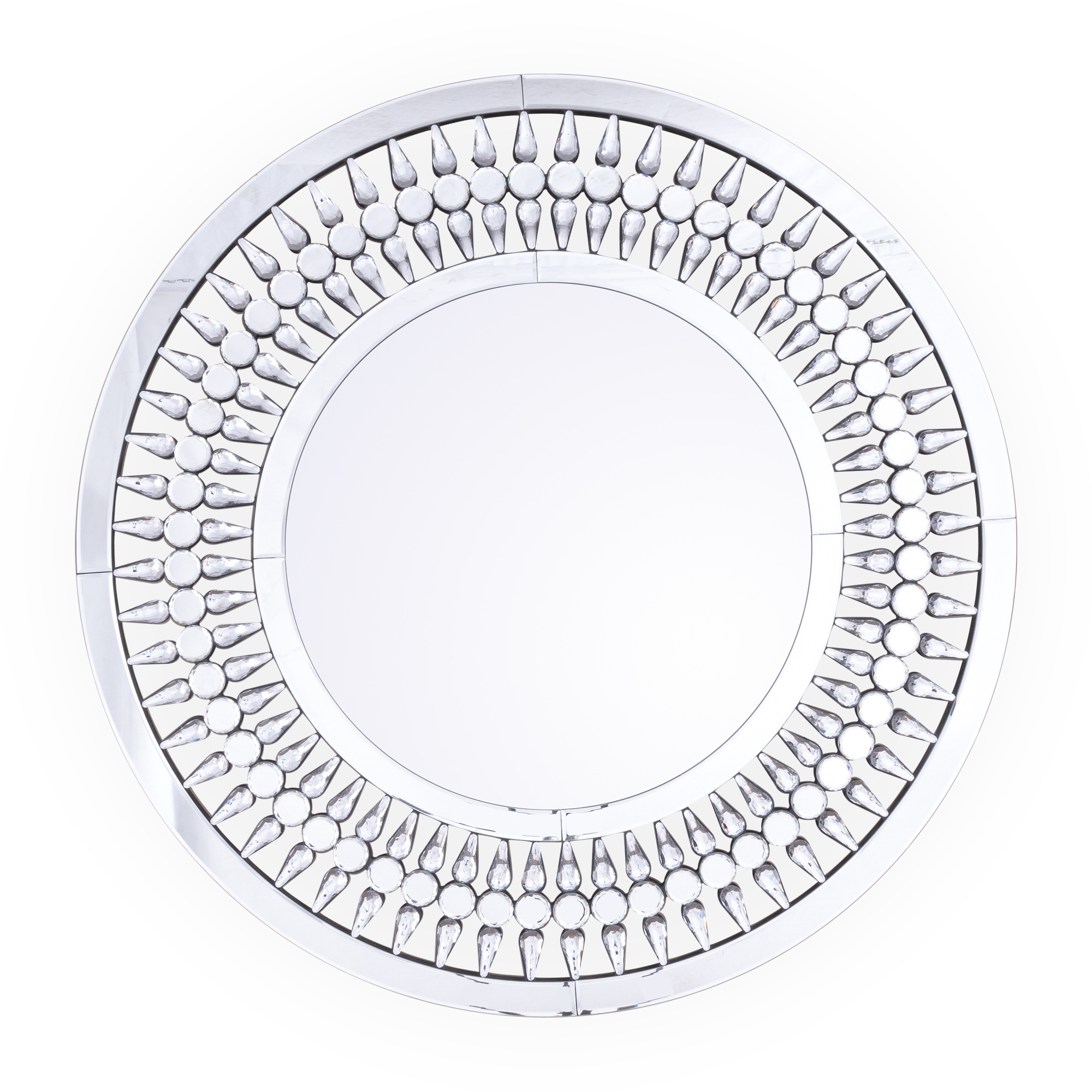 Apollo Crystal Venetian Contemporary Round Mirror