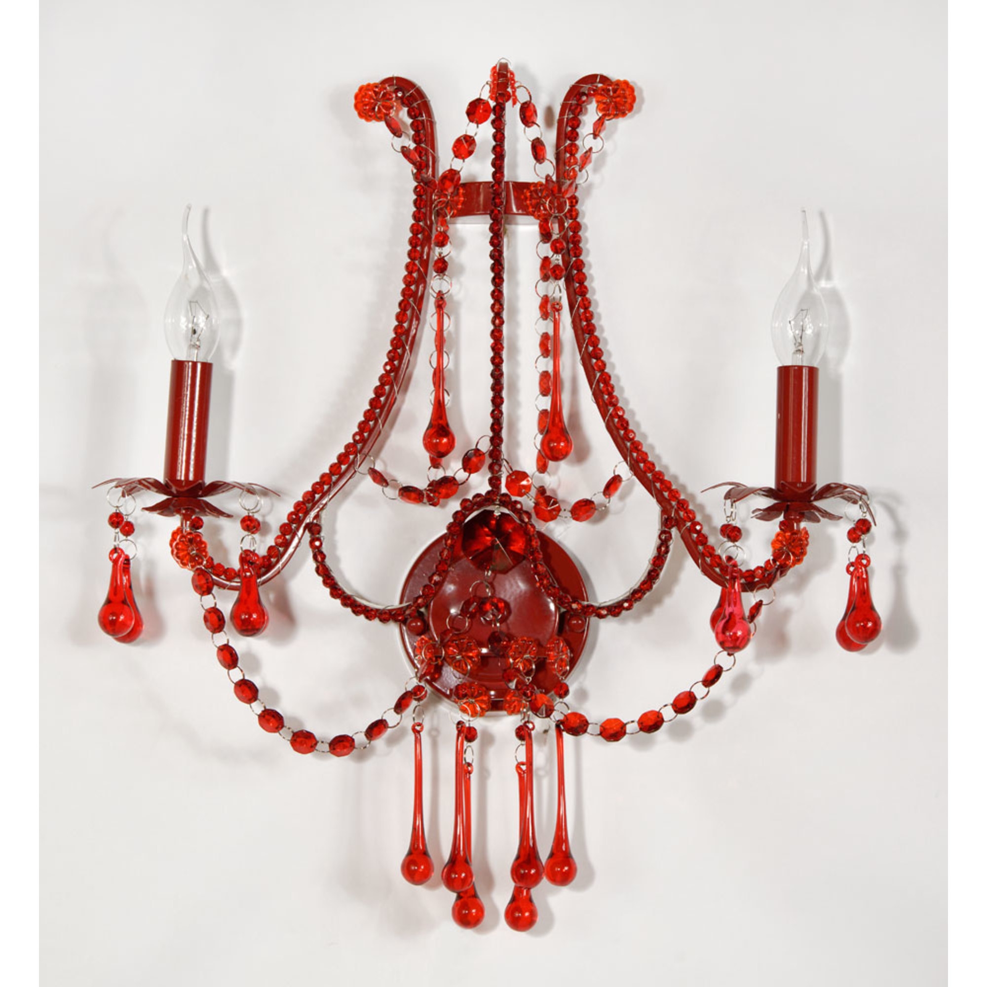Marie Therese Lace French Antique Style Red 2 Arm Wall Sconce Light