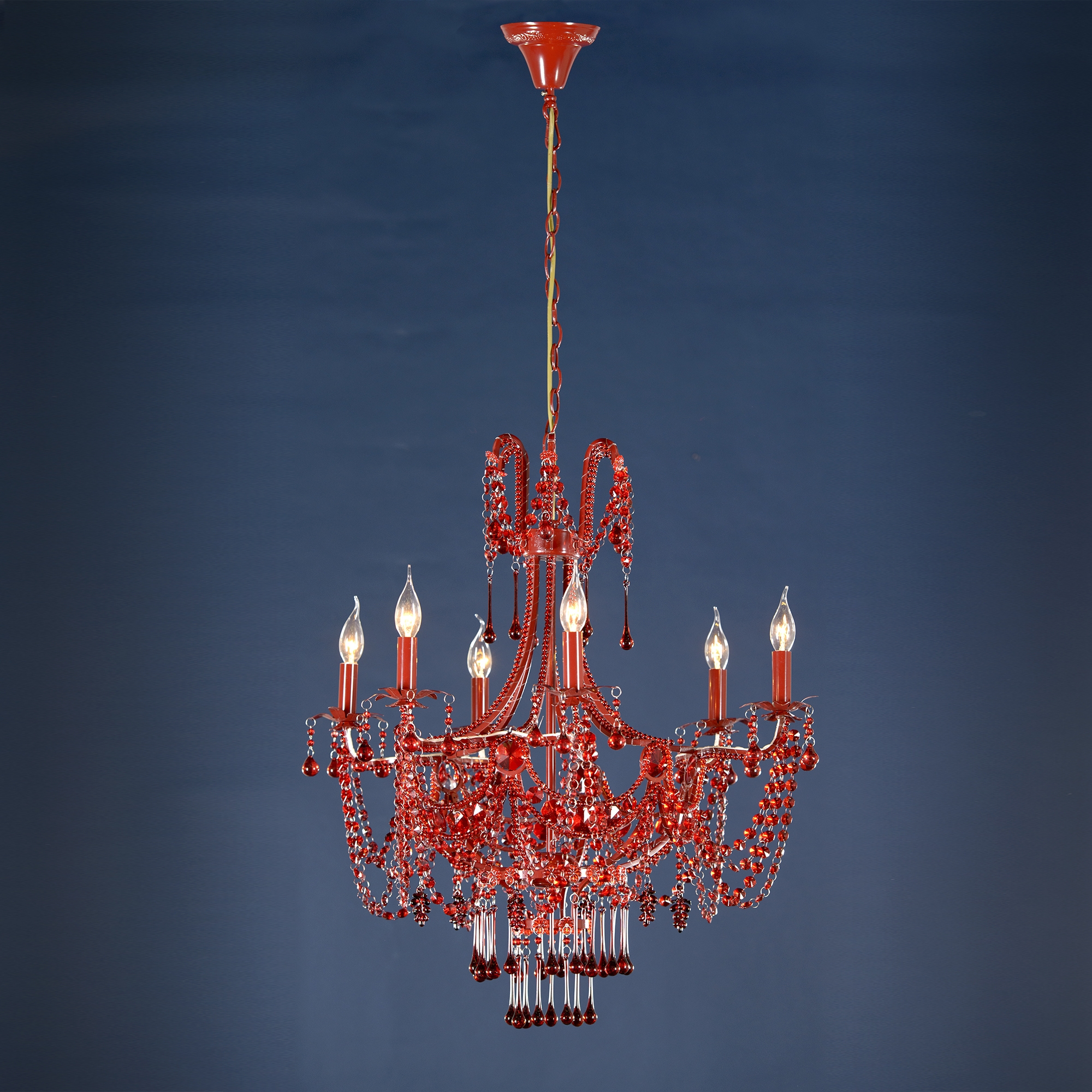 Marie Therese Lace 6 Light Chandelier - Red