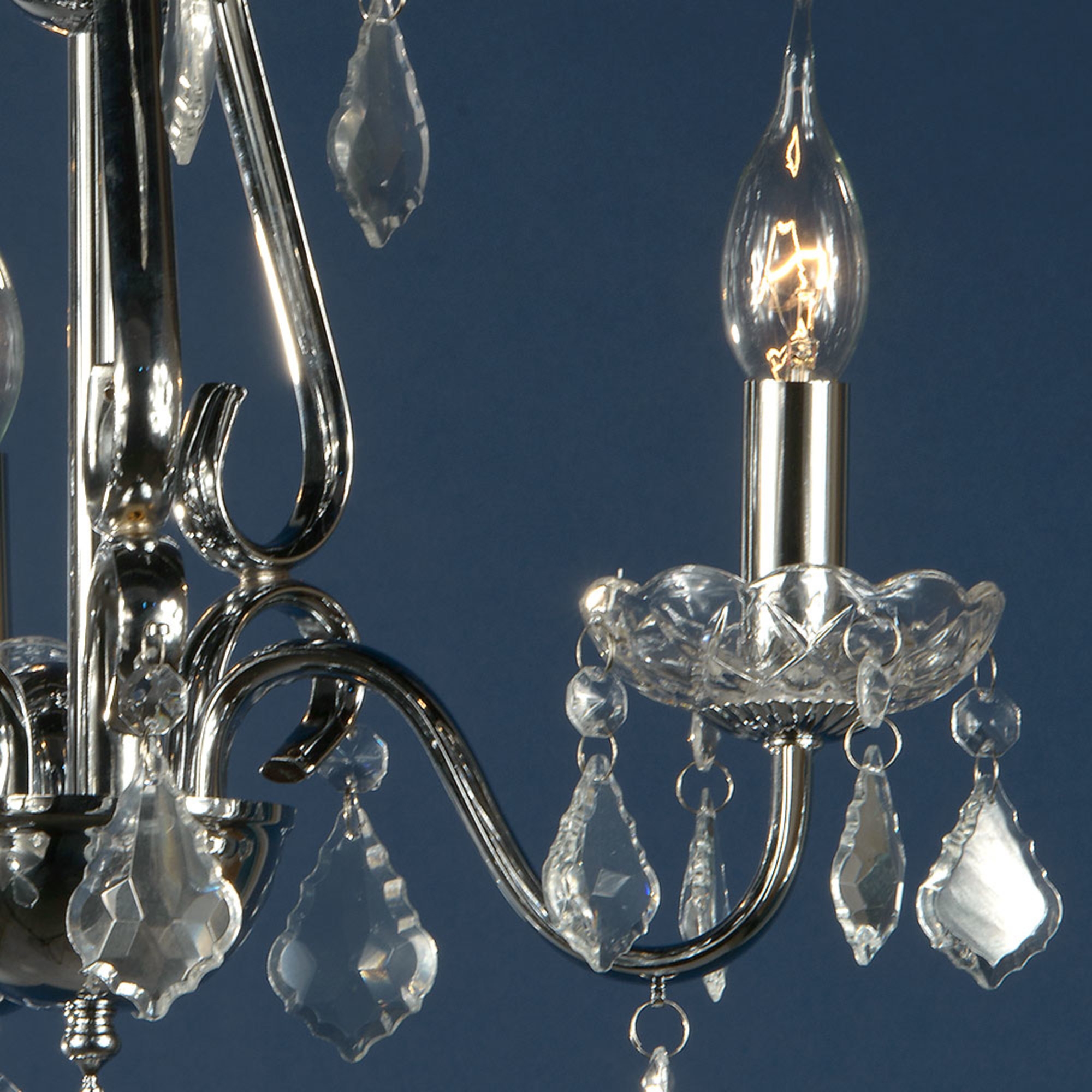 Vintage 3 Light Chandelier - Chrome and Clear