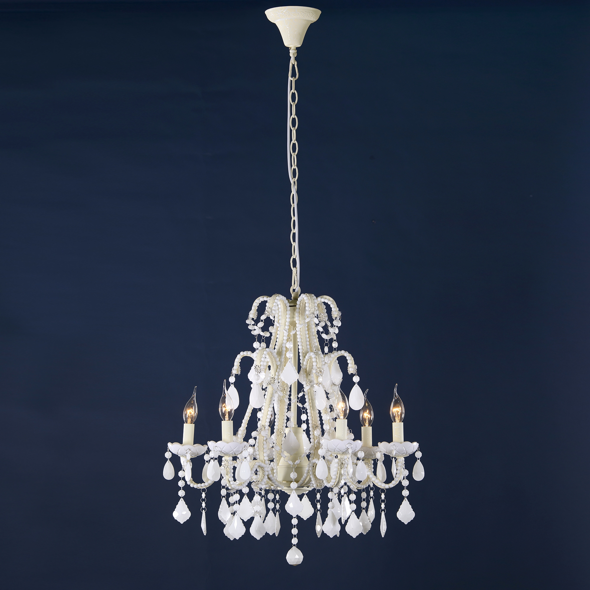 Marie Therese 6 Light Chandelier - Milky White