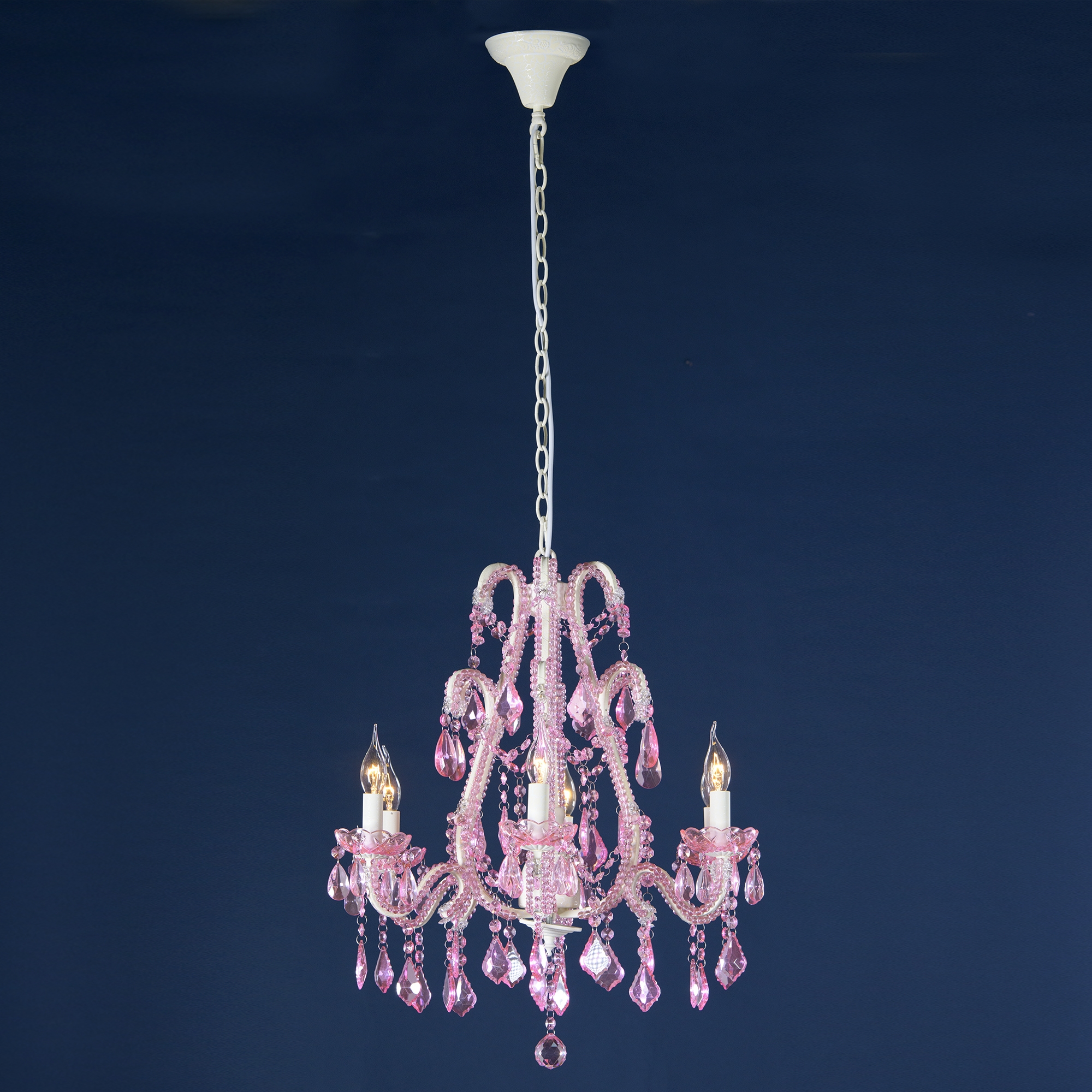 Marie Therese 6 Light Chandelier - Cream and Pink