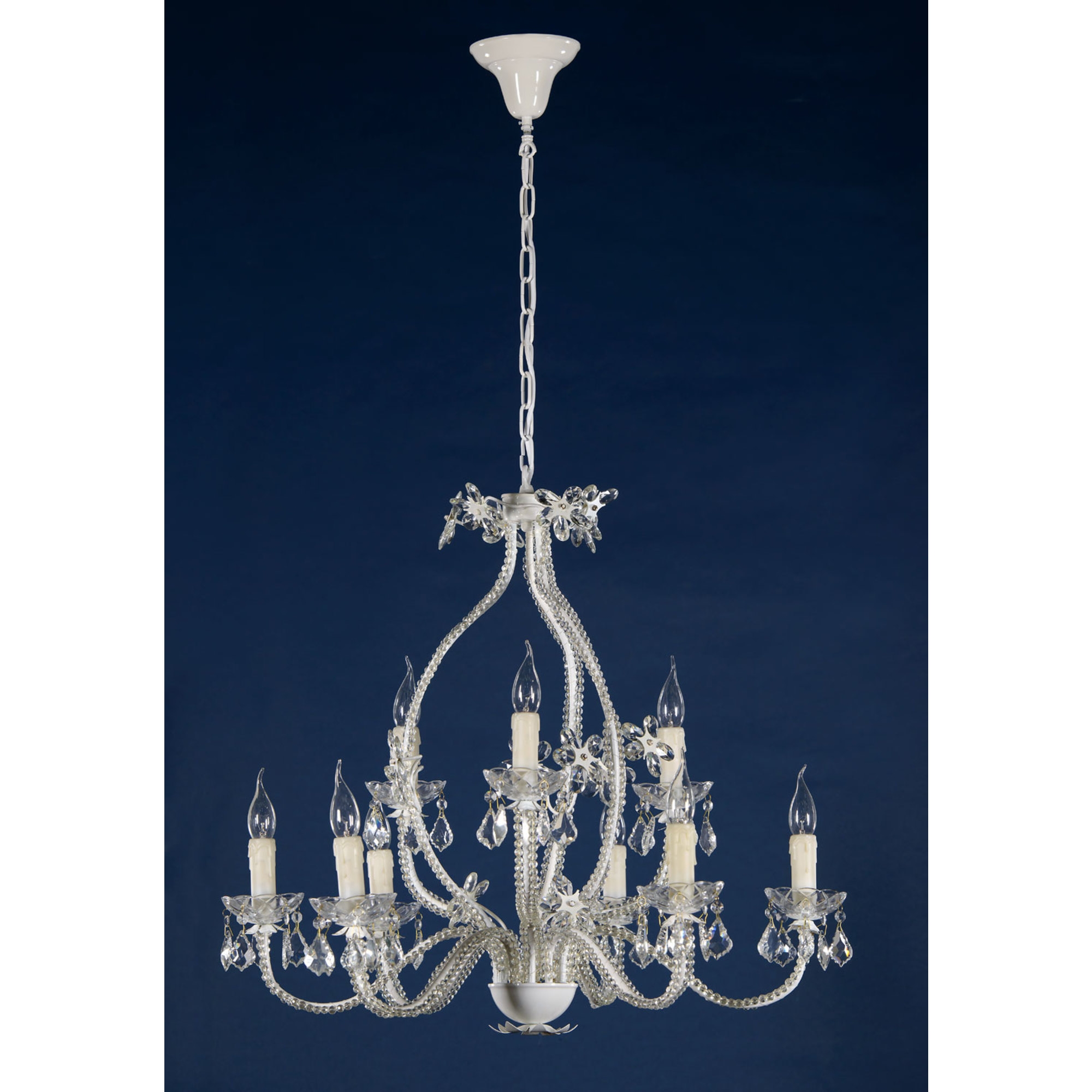 9 Light Chandelier - White and Clear