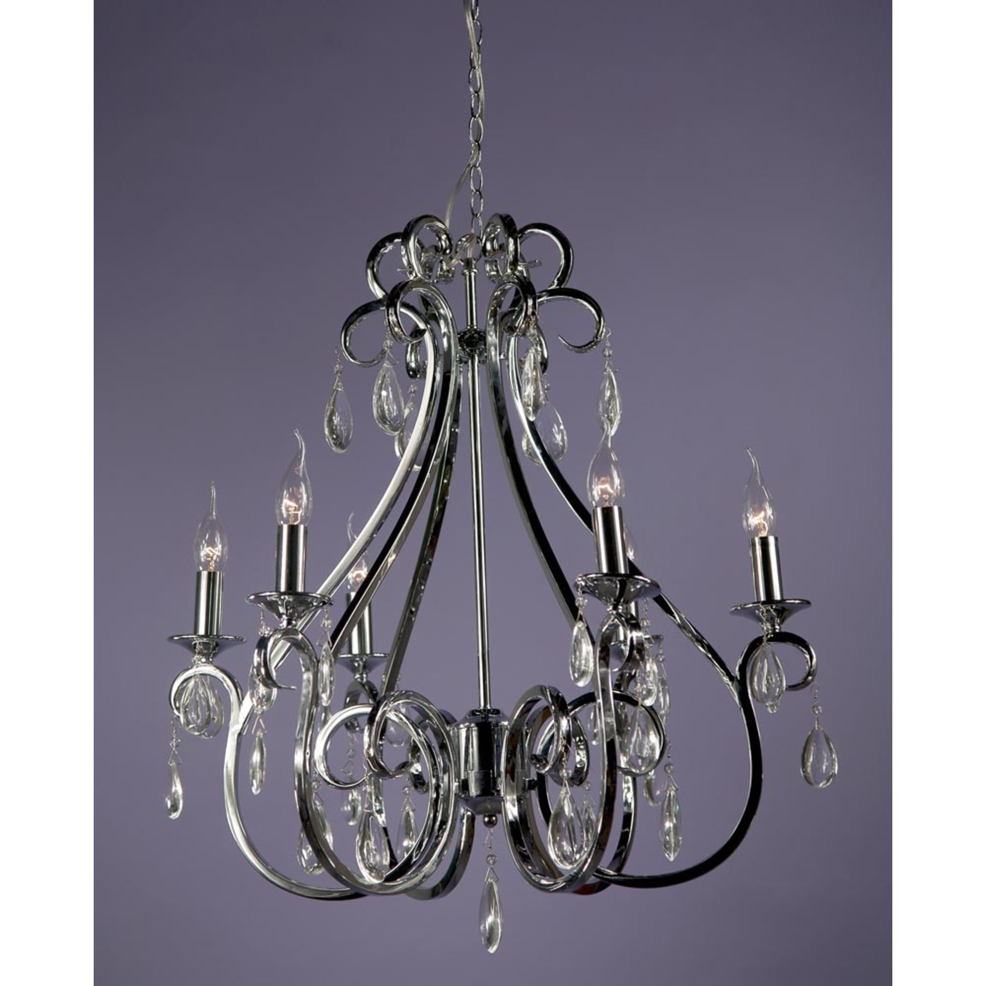 Swirl 6 Light Chandelier - Chrome and Clear