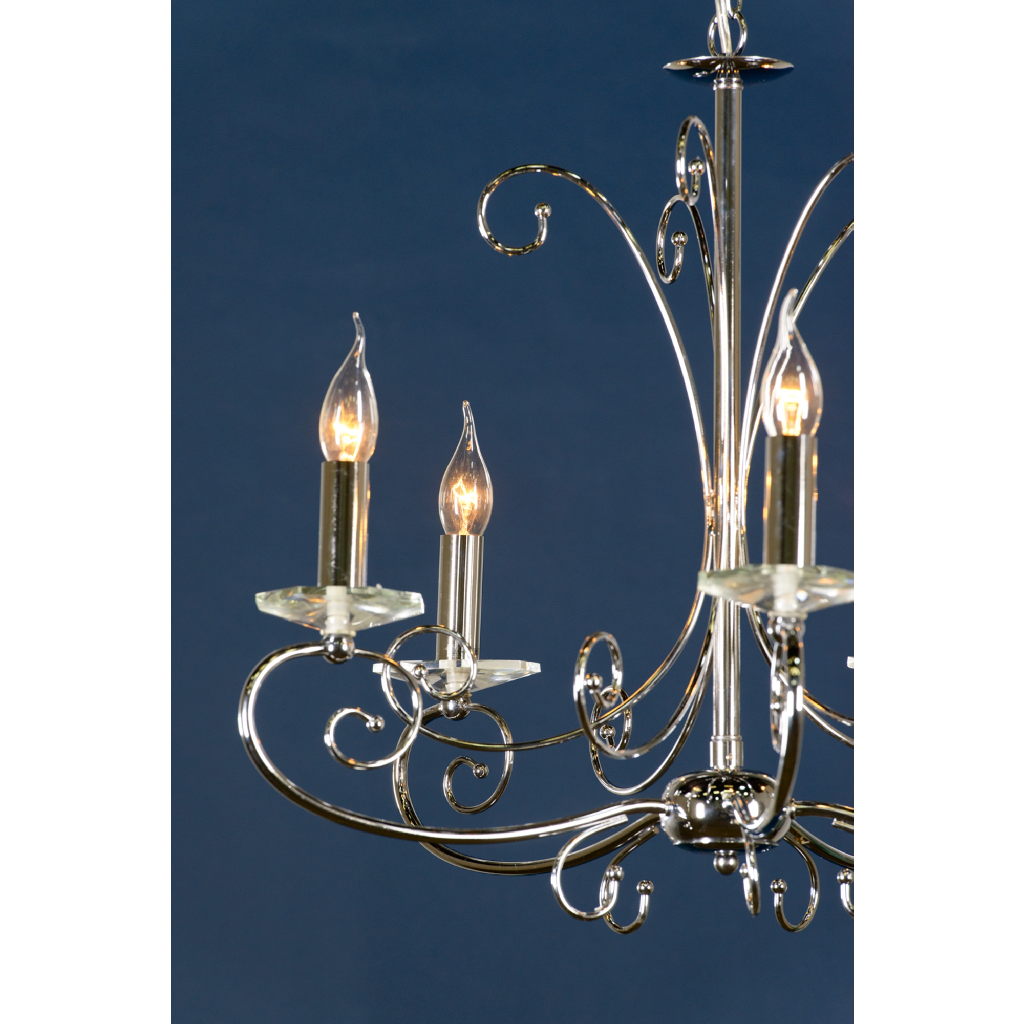 Swirl 5 Light Chandelier - Chrome, Black and Amber 