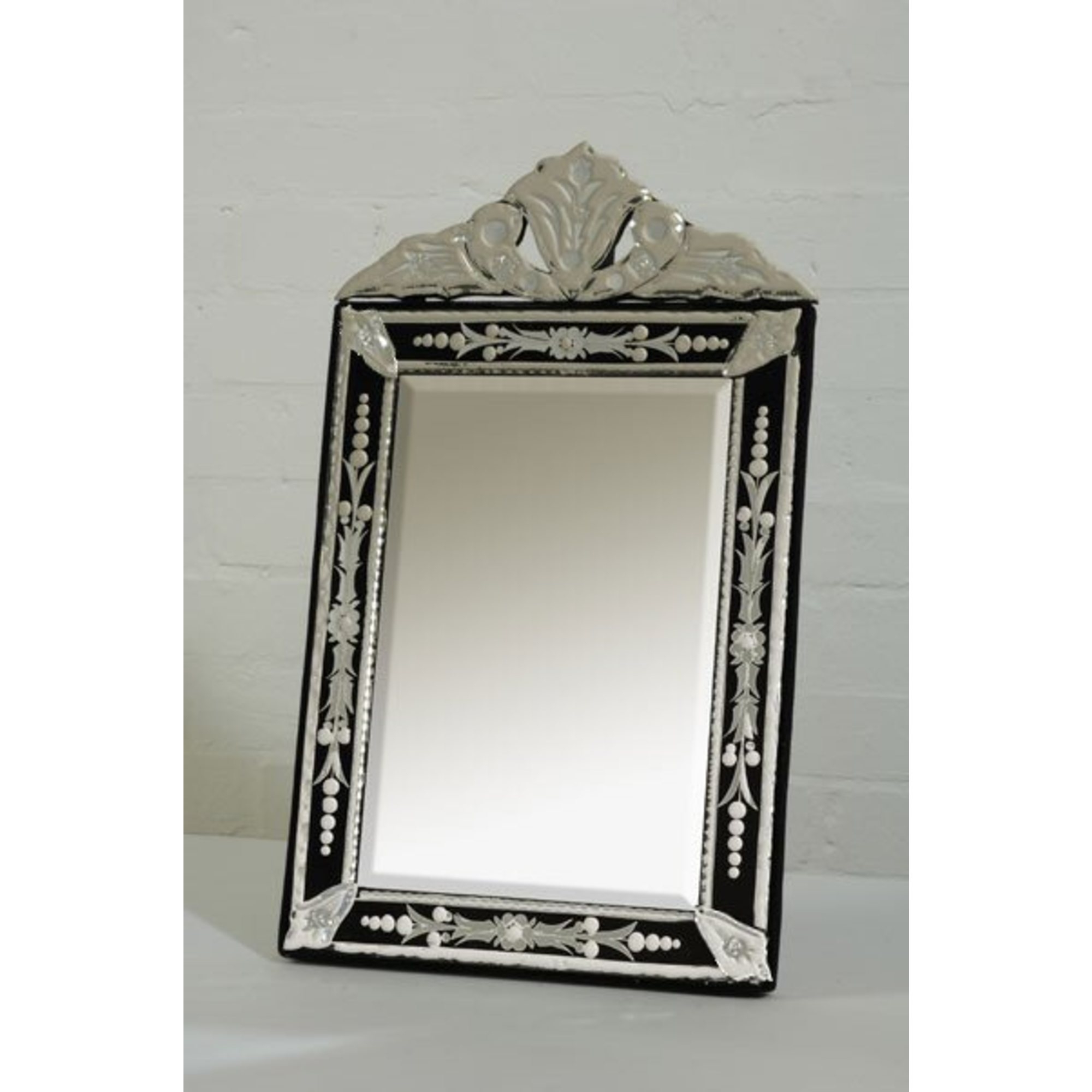 Venetian Clear & Black Etched Table or Wall Bedroom Hall Mirror