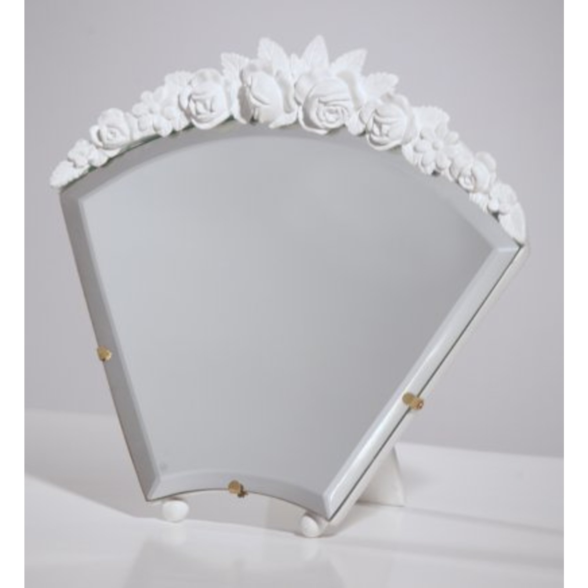 Barbola Floral White Chalk Paint Decorative Table or Wall Bedroom Mirror