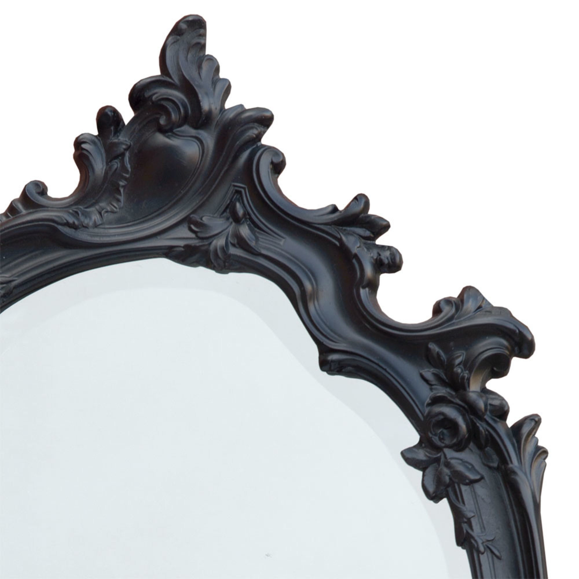 Antique Style Rococo Black Chalk Paint Bevelled Table or Wall Mirror