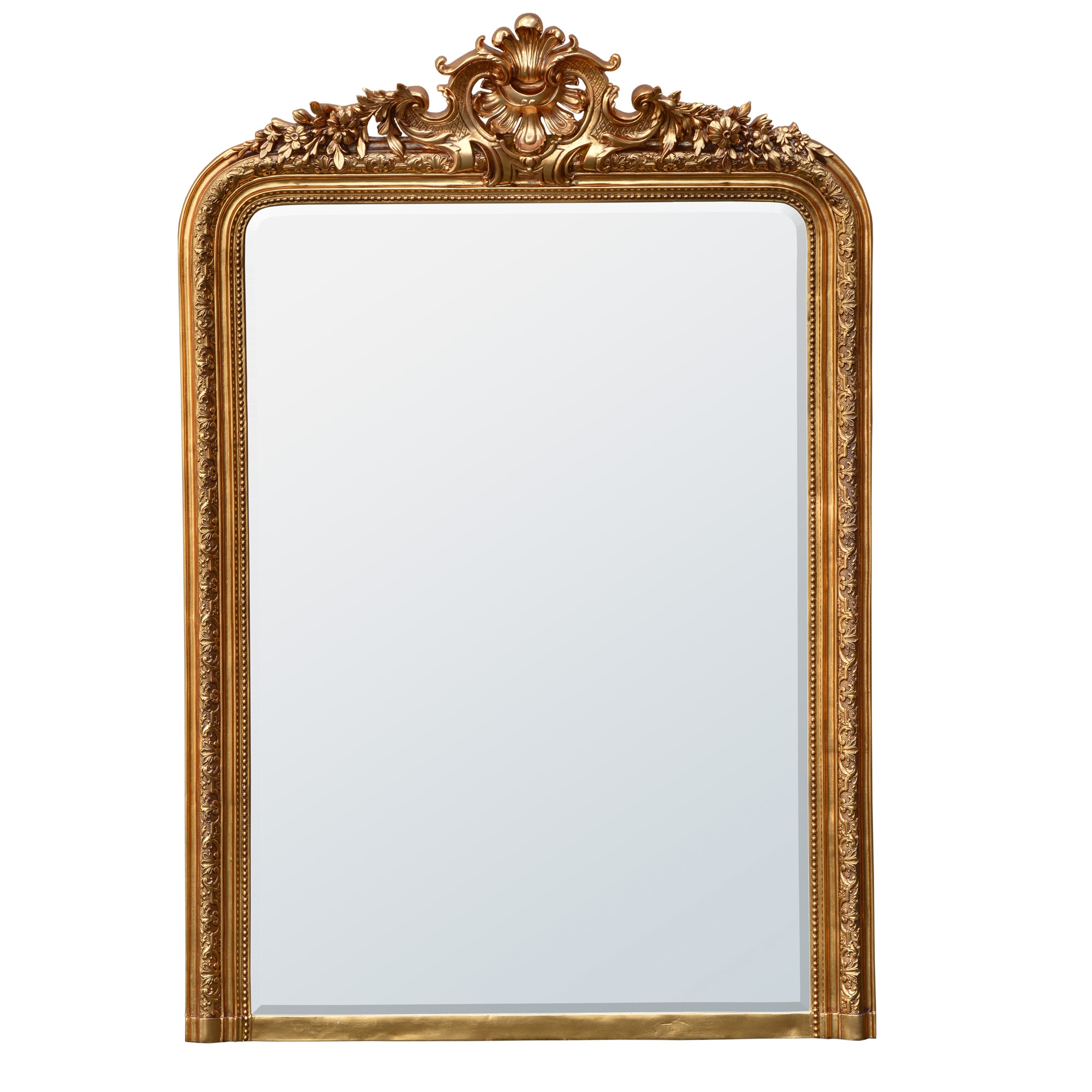 Rocaille Gold Gilt Leaf Bevelled Mirror