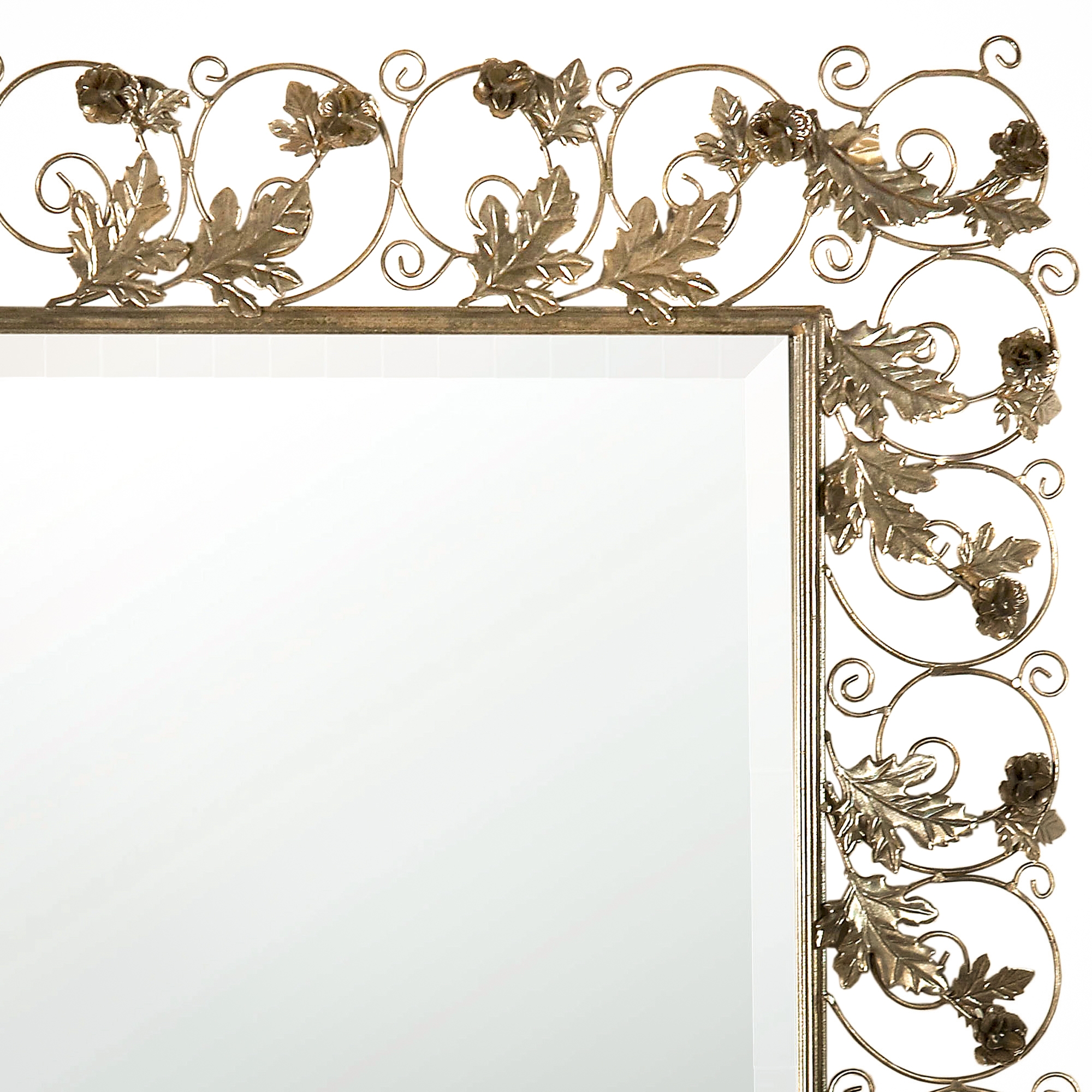 Hibiscus and Swirls Metal Mirror - Antique Bronze
