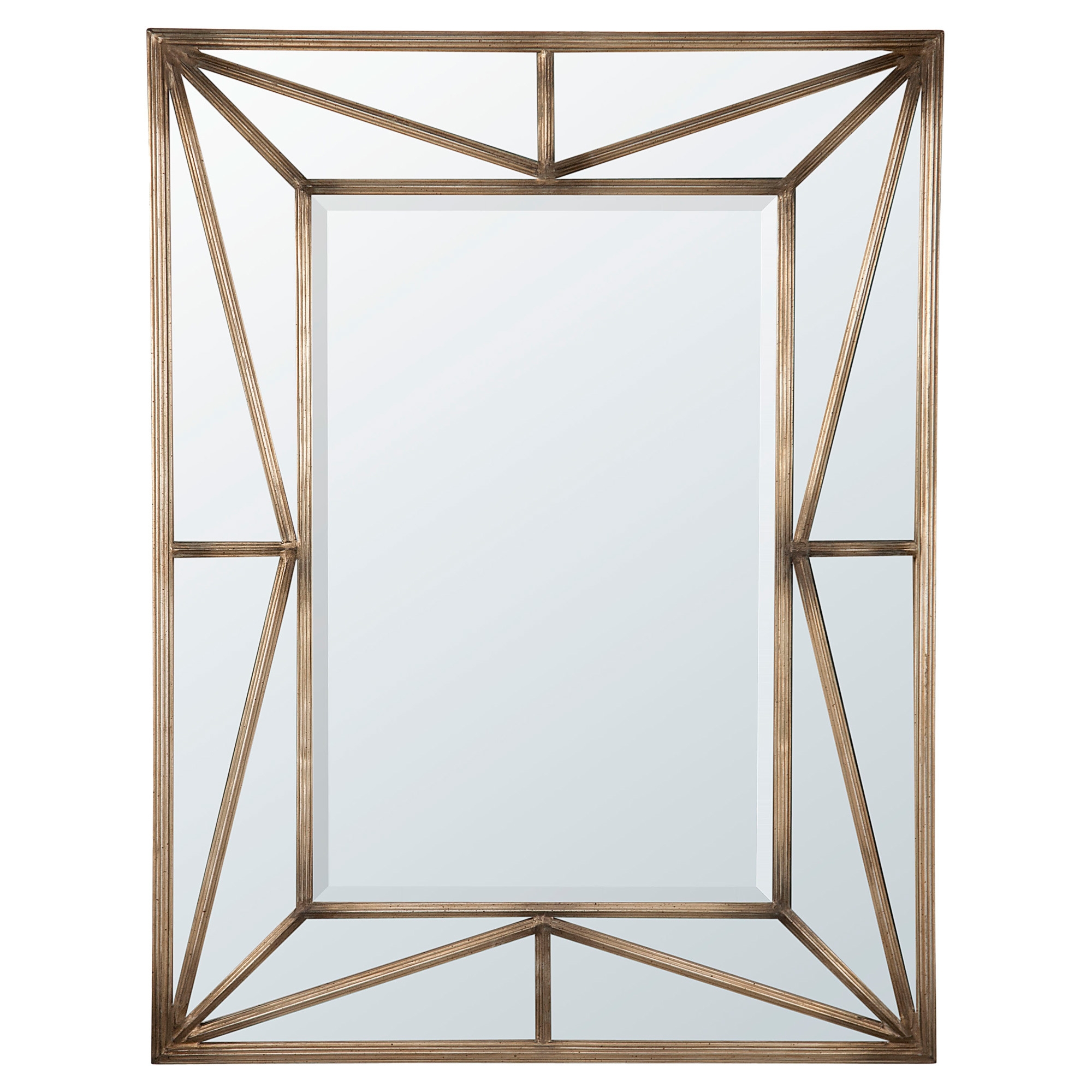 Geometric Metal Framed Mirror - Antique Gold