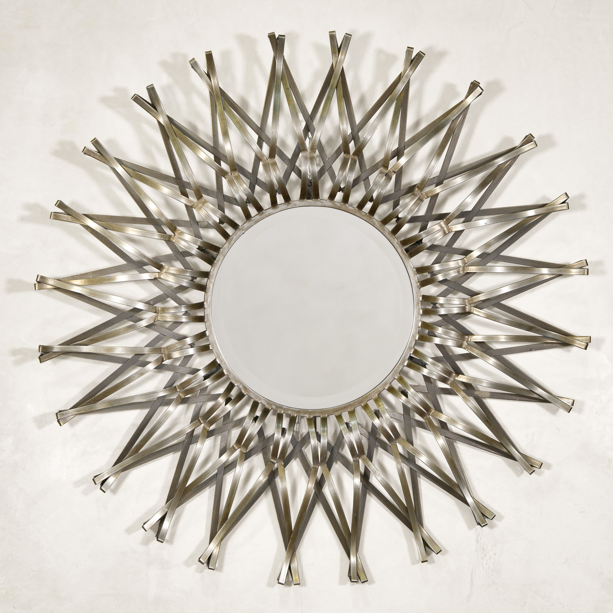 Hipparchus Sunburst Silver Geometric Metal Framed Decorative Wall Mirror
