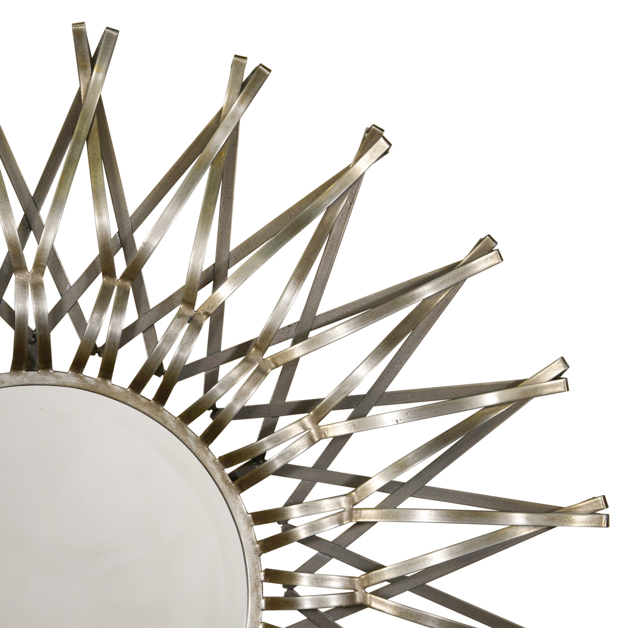 Hipparchus Sunburst Silver Geometric Metal Framed Decorative Wall Mirror