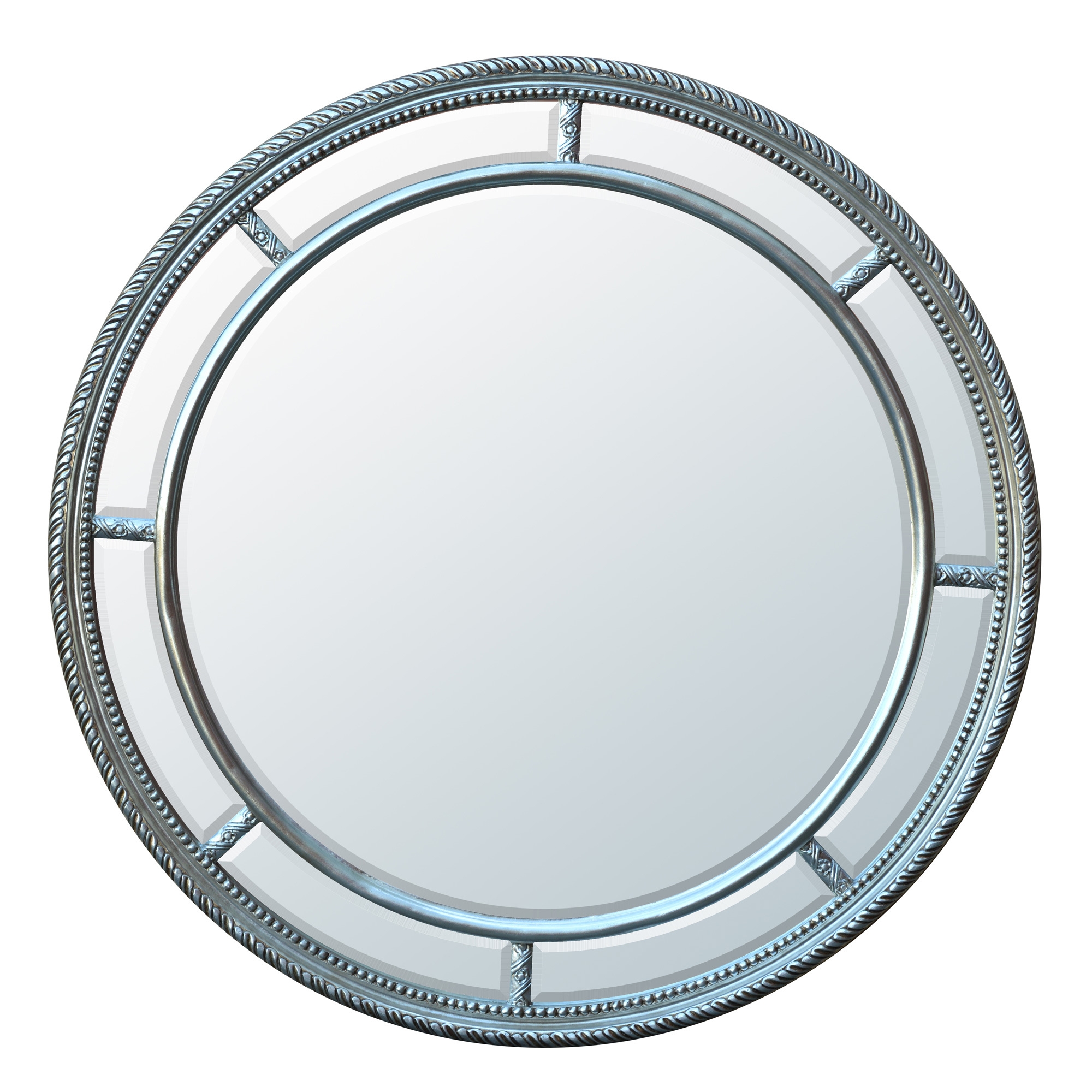 Round Border Mirror - Silver