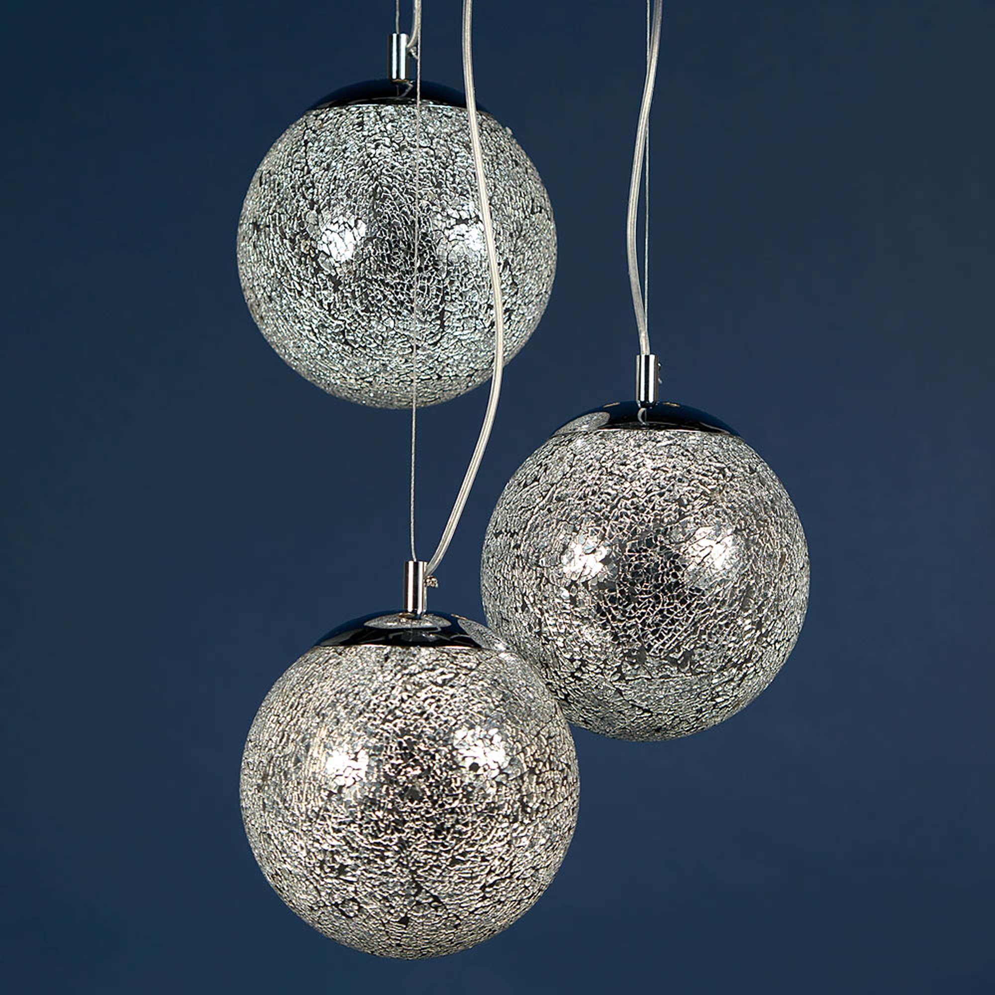 Contemporary Silver Trio Sparkle Globes Chandelier Light