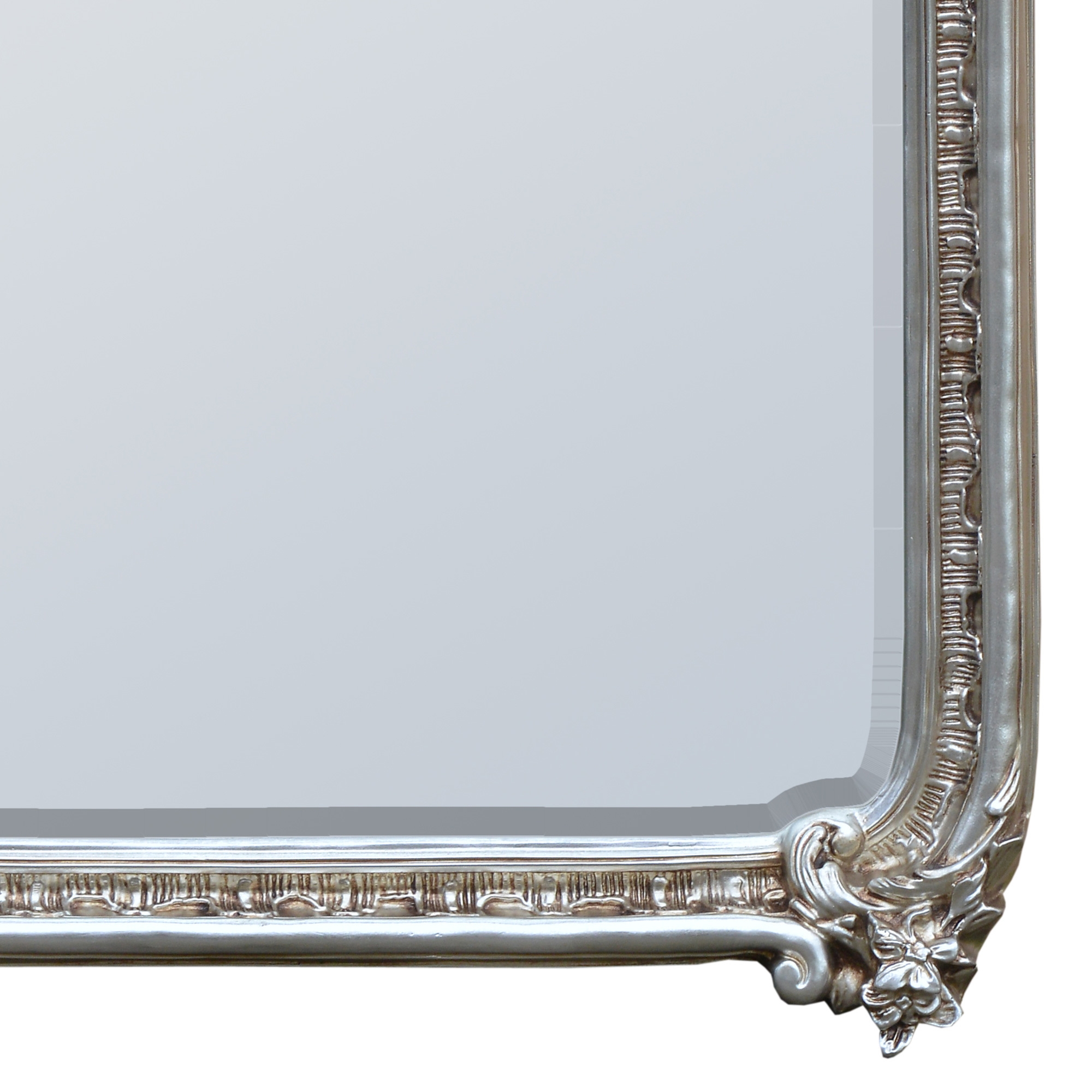 Claudia French Rococo Silver Bevelled Decorative Wall Bedroom Hall Mirror