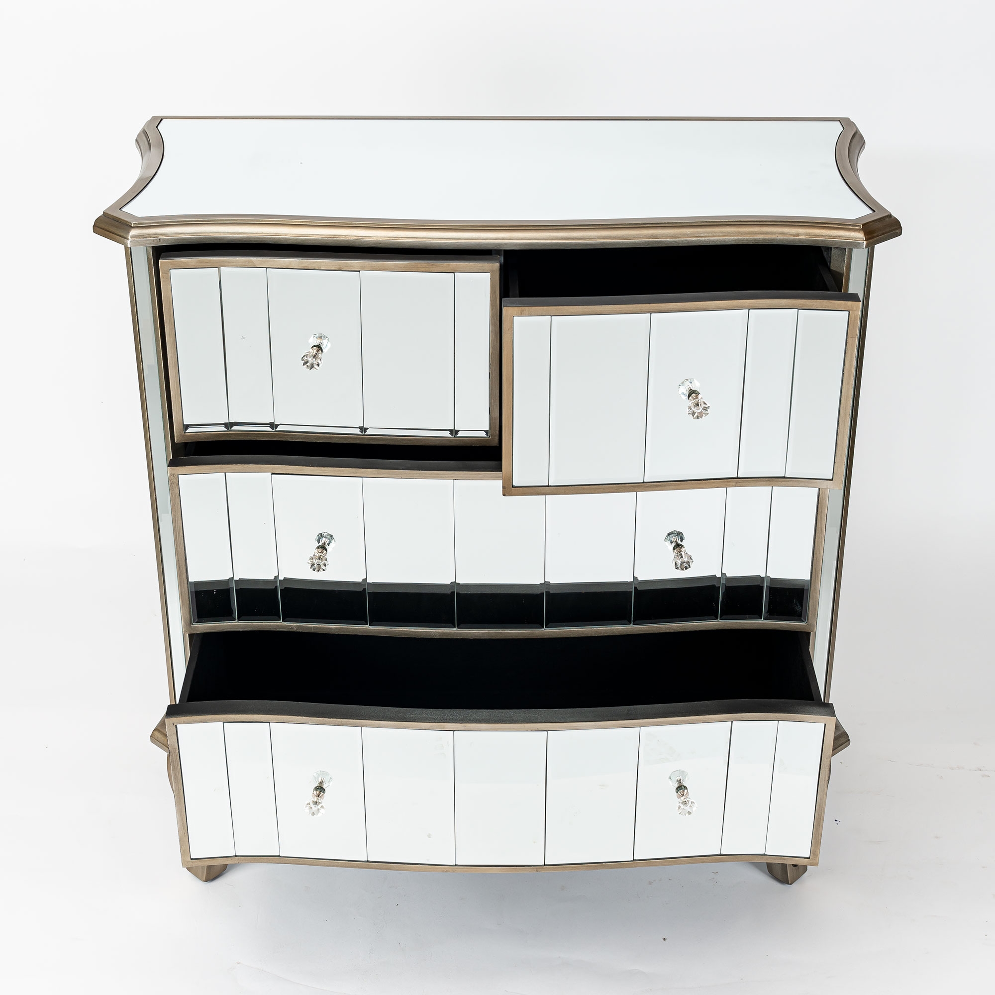 Annabelle Mirrored Chest of Drawers - Antique Silver